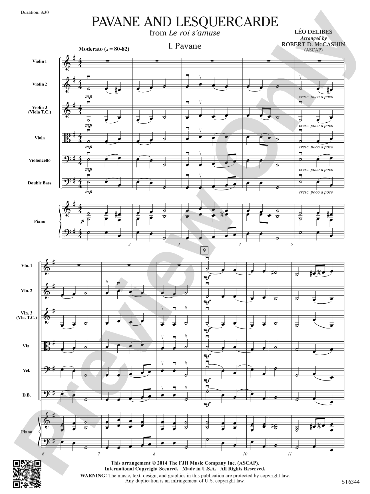 Pavane and Lesquercarde: String Orchestra Conductor Score & Parts