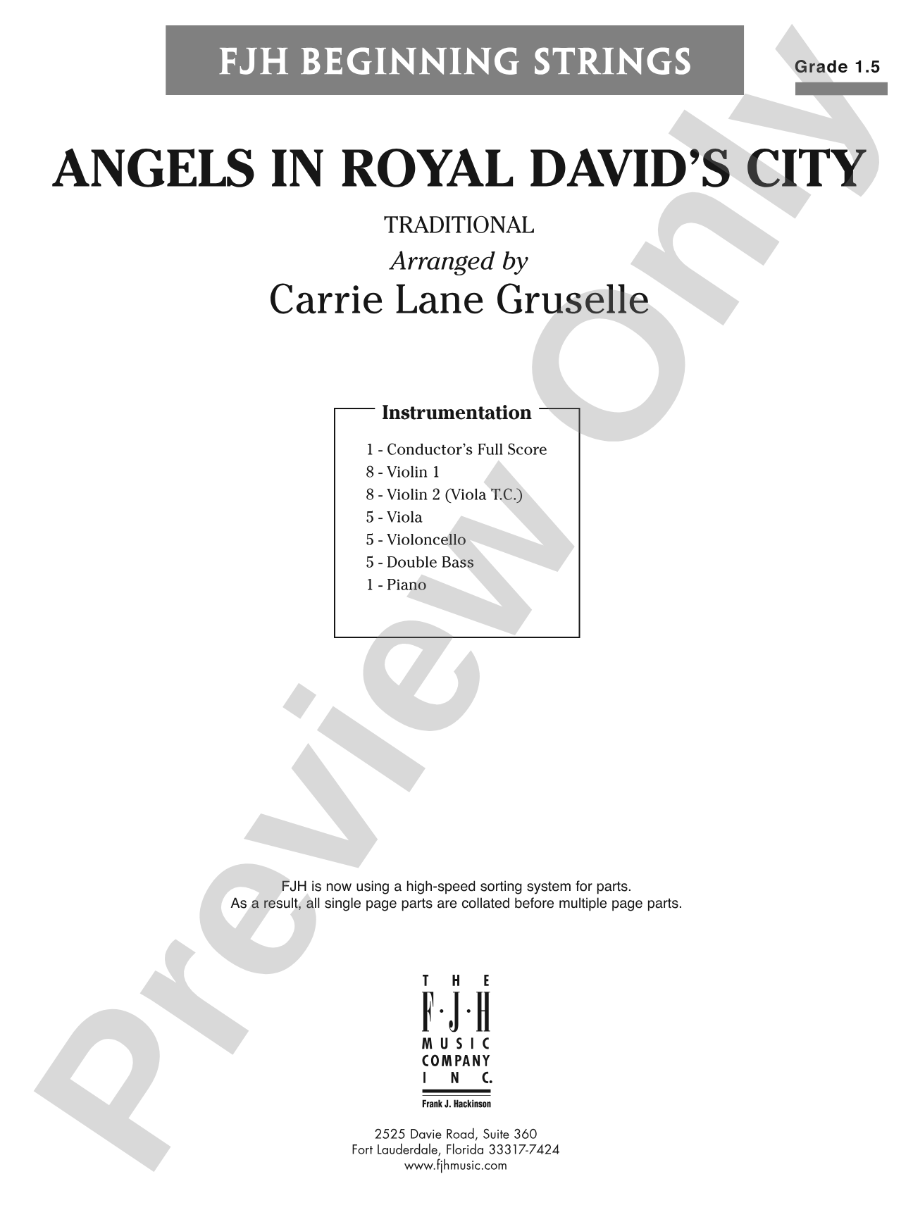 Angels in Royal David's City: String Orchestra Conductor Score & Parts