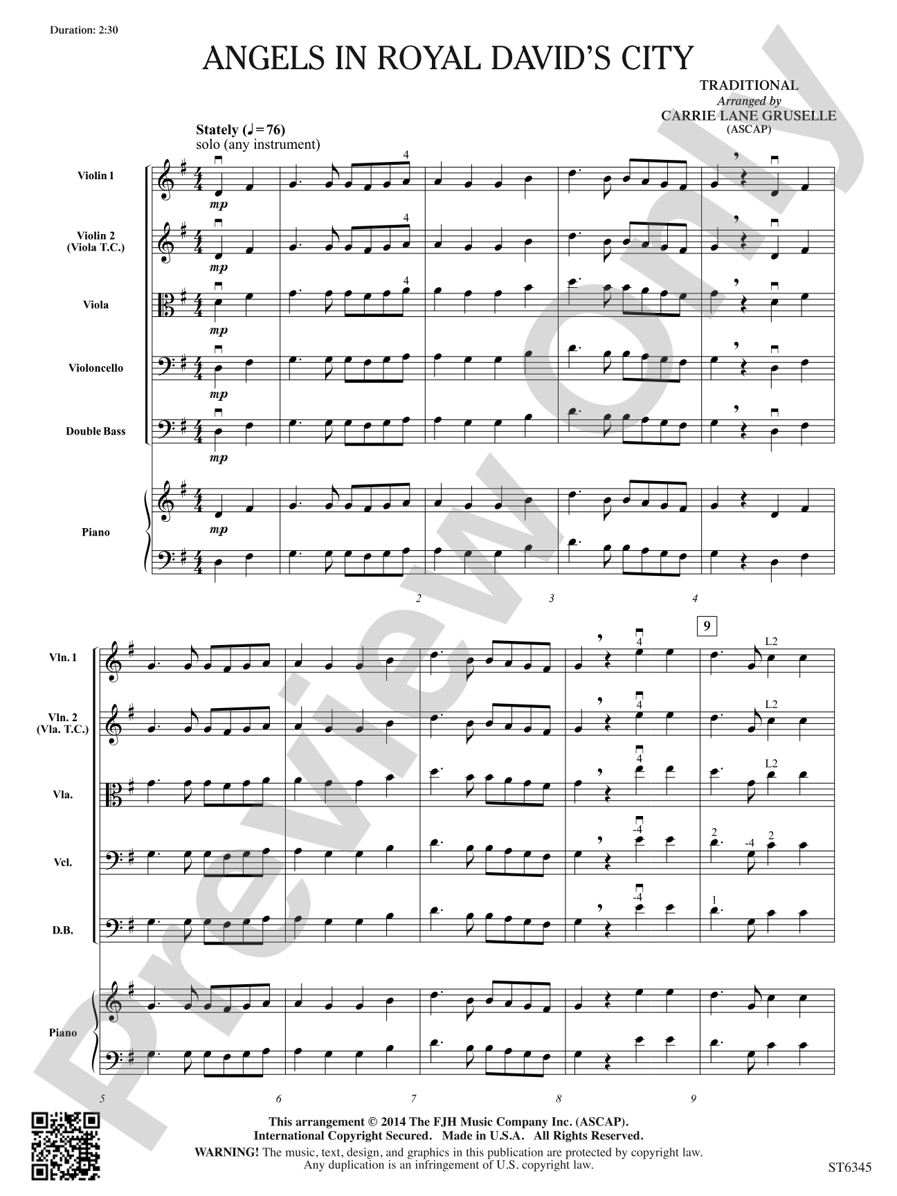 Angels in Royal David's City: String Orchestra Conductor Score & Parts