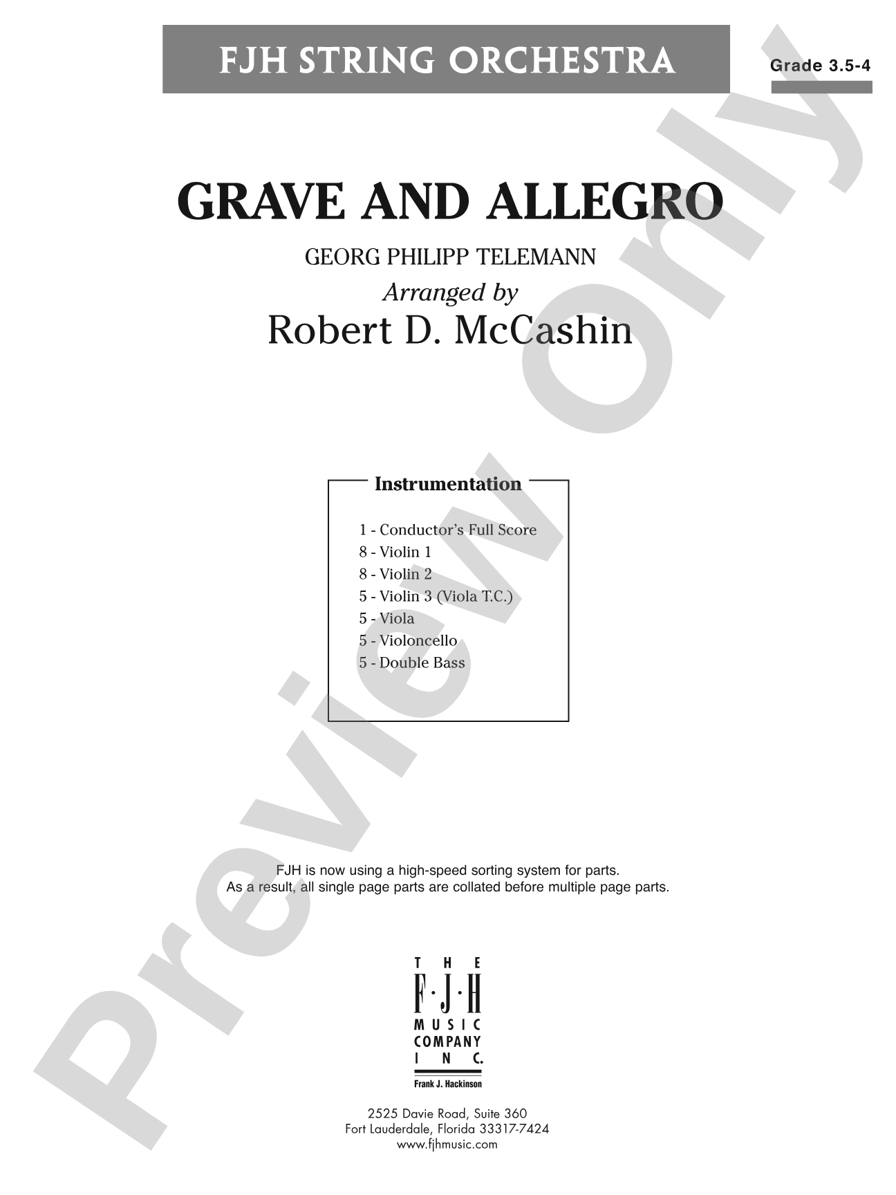 Grave and Allegro: String Orchestra Conductor Score & Parts