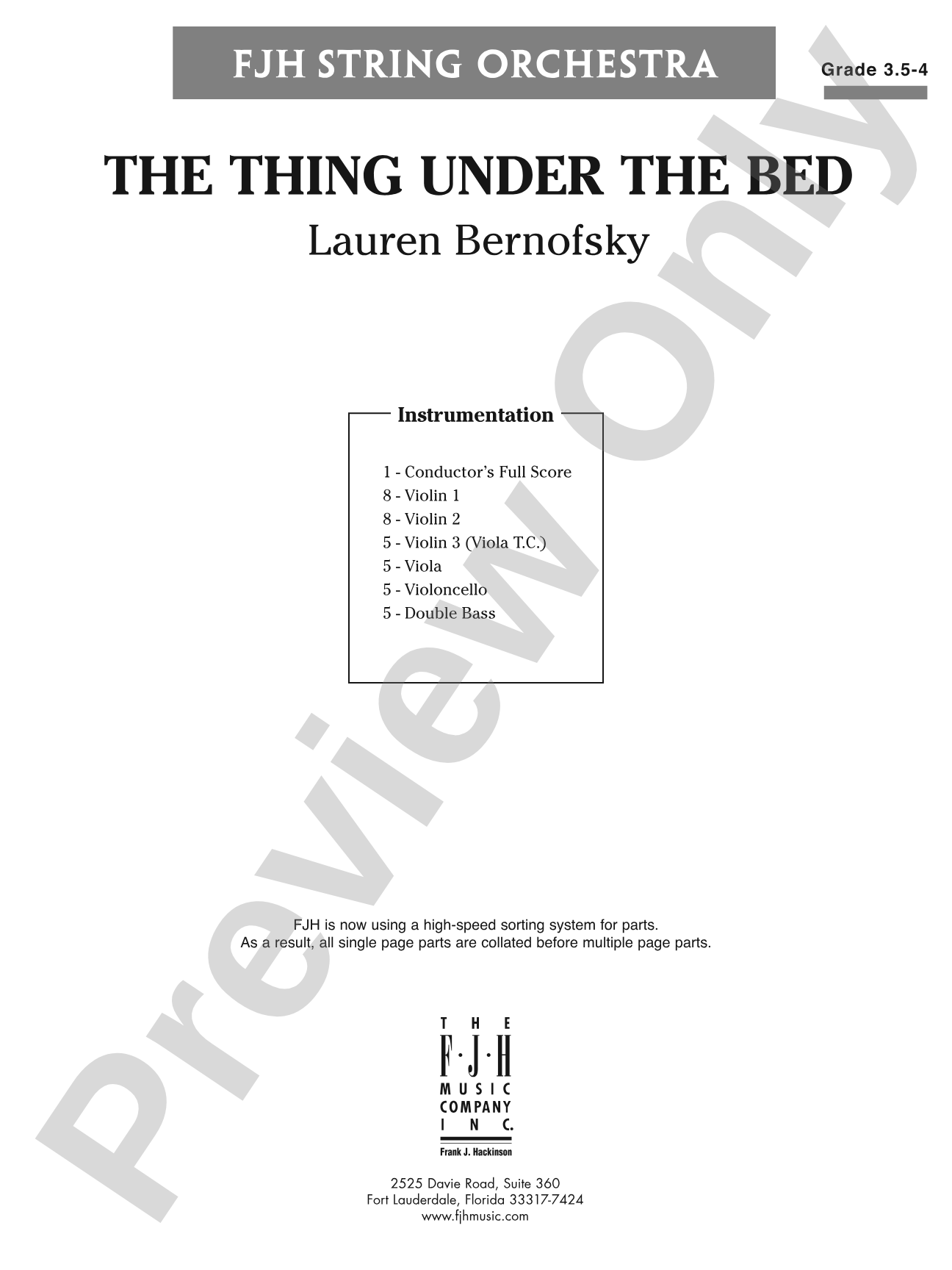 The Thing Under The Bed: String Orchestra Conductor Score & Parts