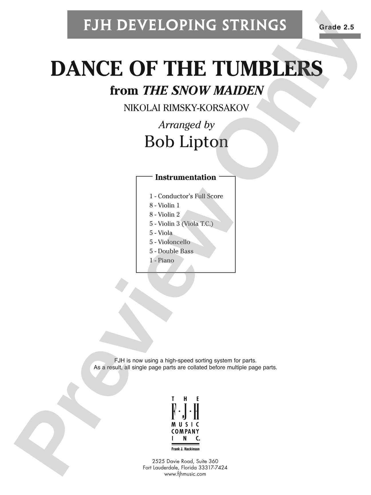Dance of the Tumblers: String Orchestra Conductor Score & Parts