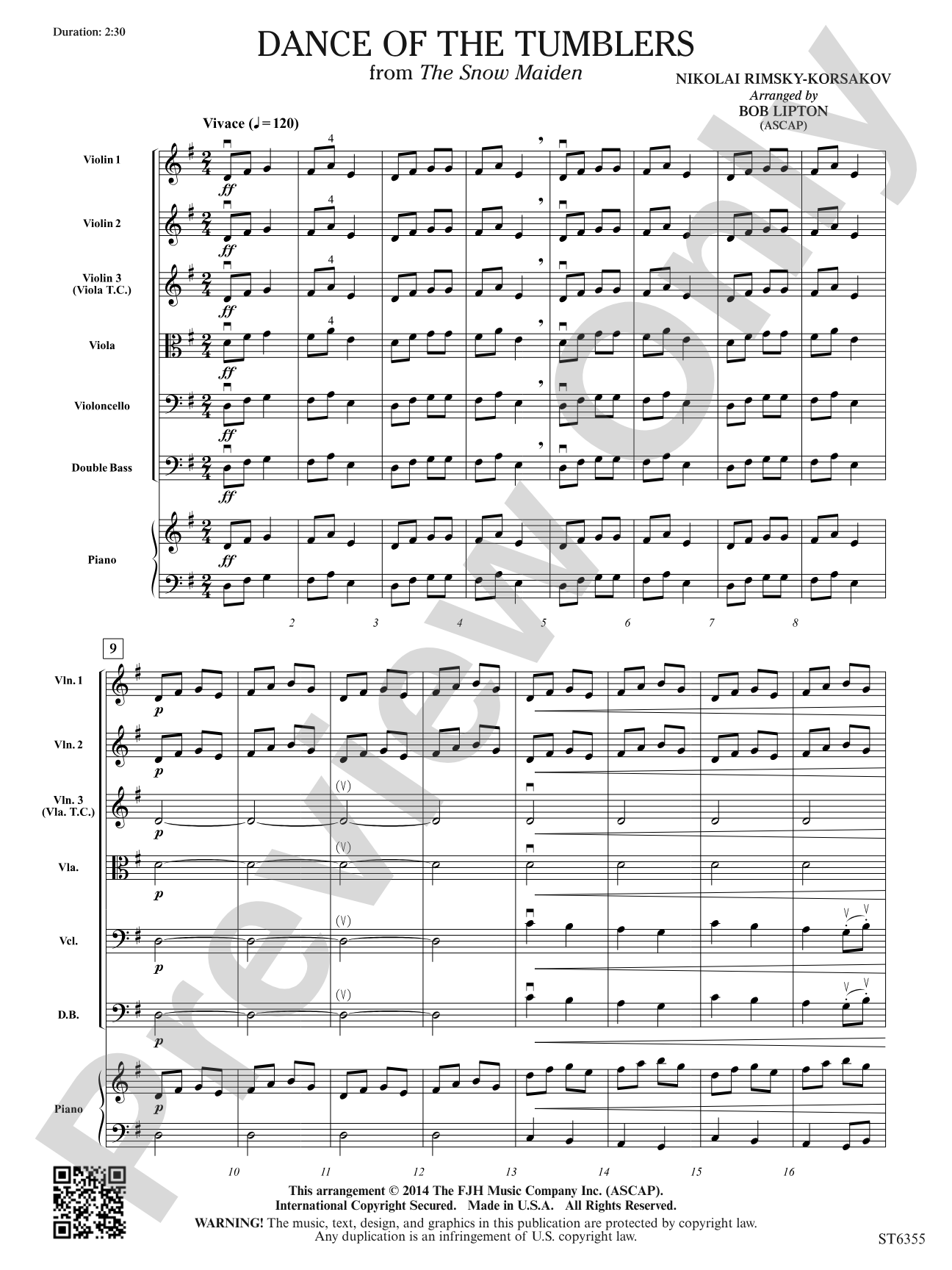 Dance of the Tumblers: String Orchestra Conductor Score & Parts