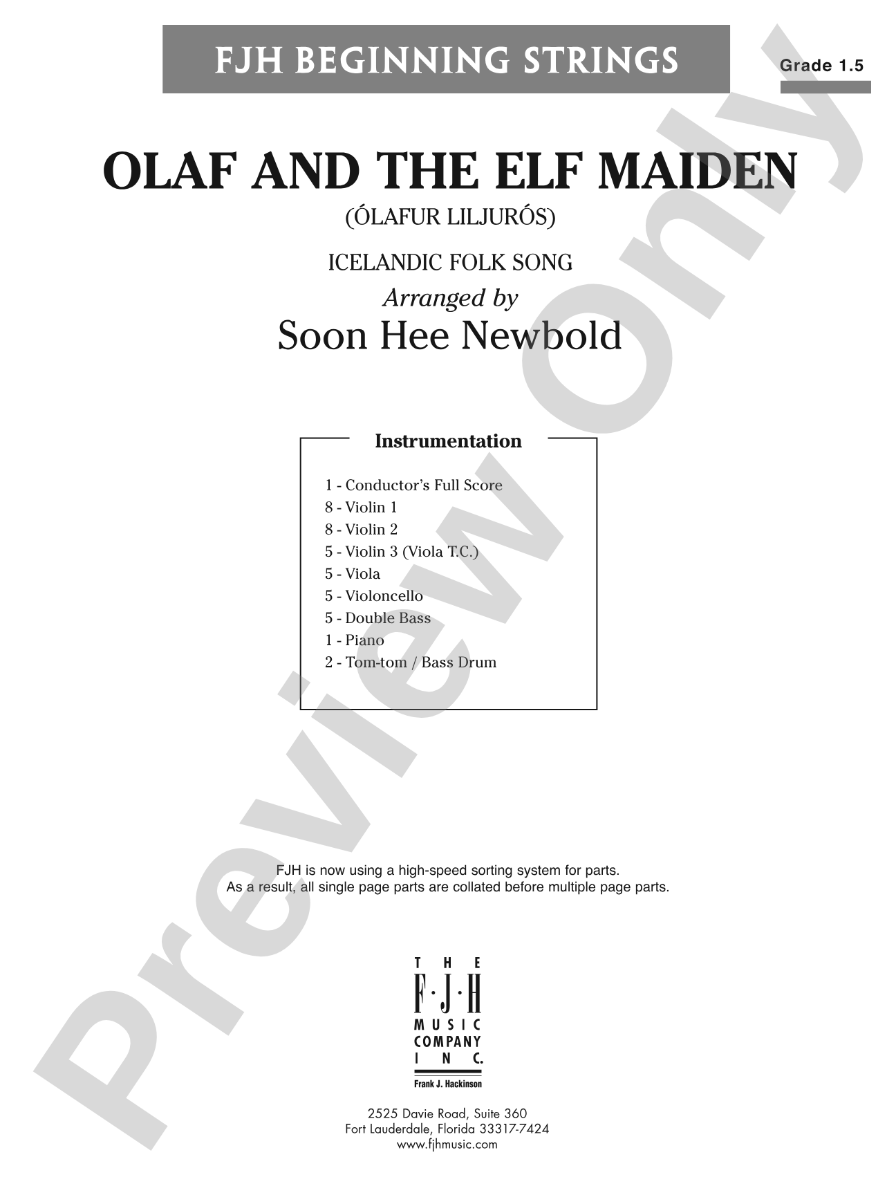 Olaf and the Elf Maiden: String Orchestra Conductor Score & Parts