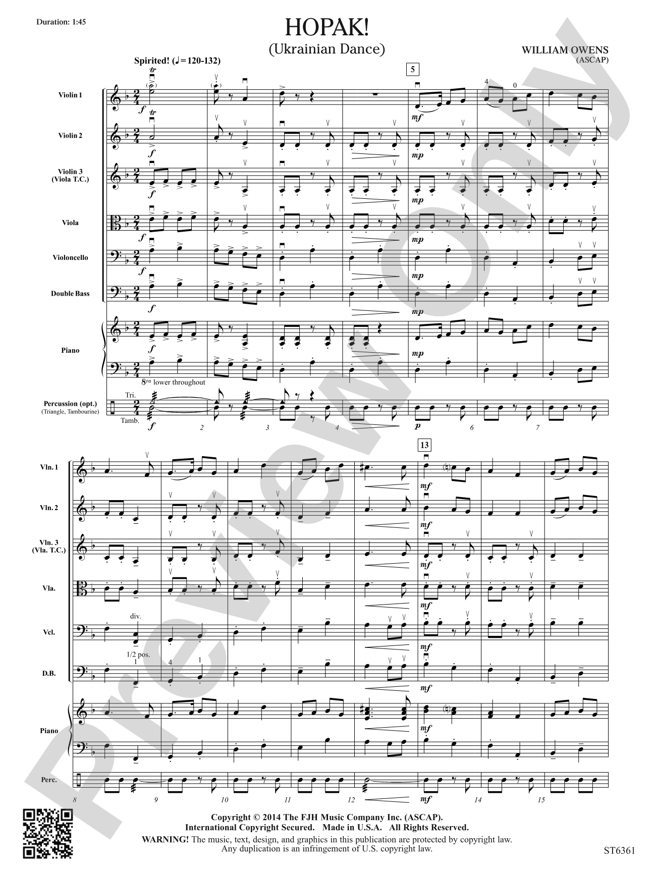 Hopak!: String Orchestra Conductor Score & Parts