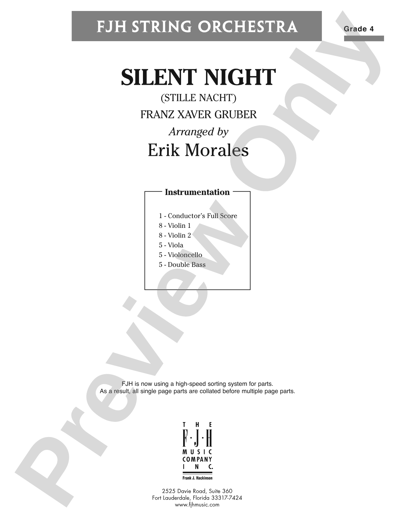 Silent Night: String Orchestra Conductor Score & Parts