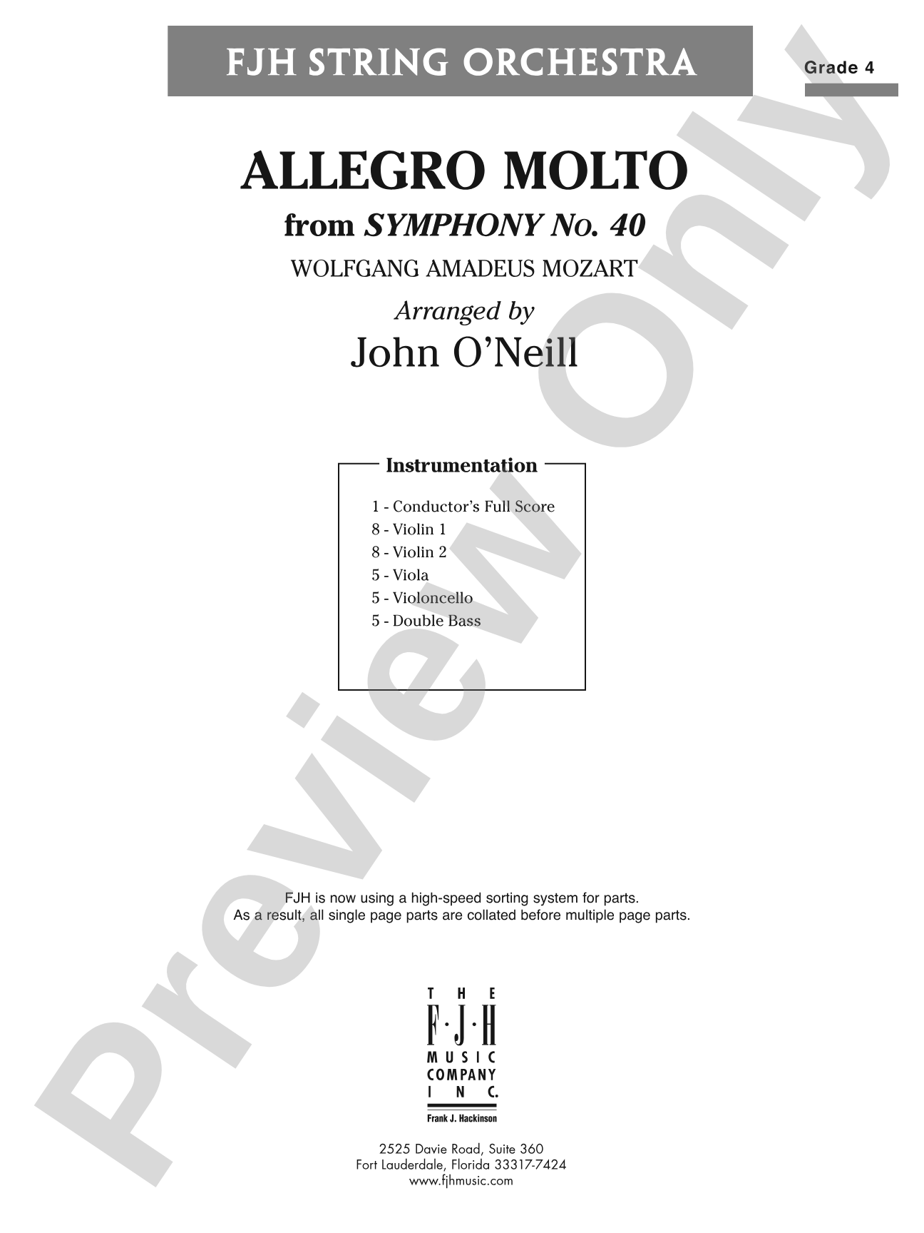 Allegro molto from Symphony No. 40: String Orchestra Conductor Score & Parts