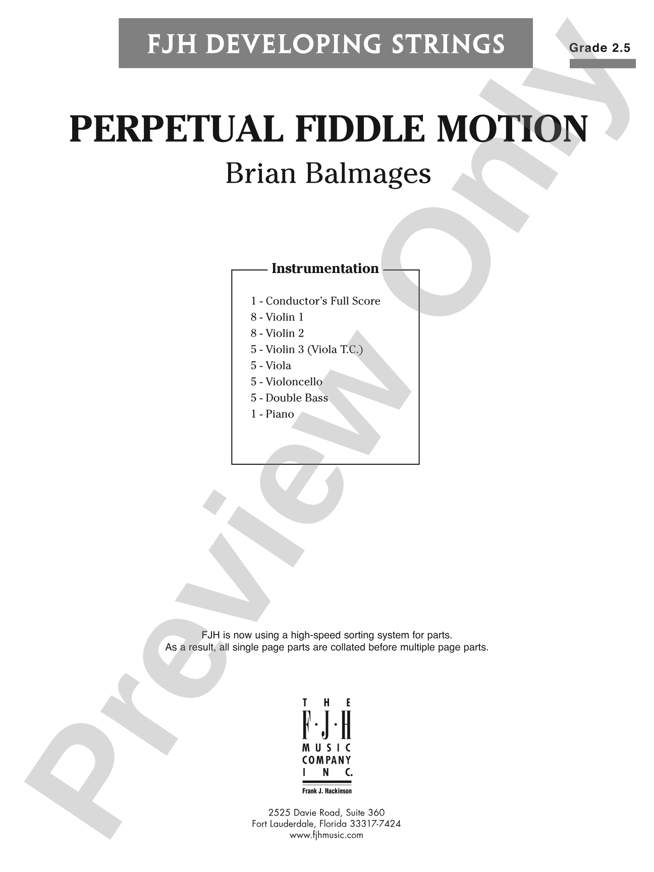 Perpetual Fiddle Motion: String Orchestra Conductor Score & Parts
