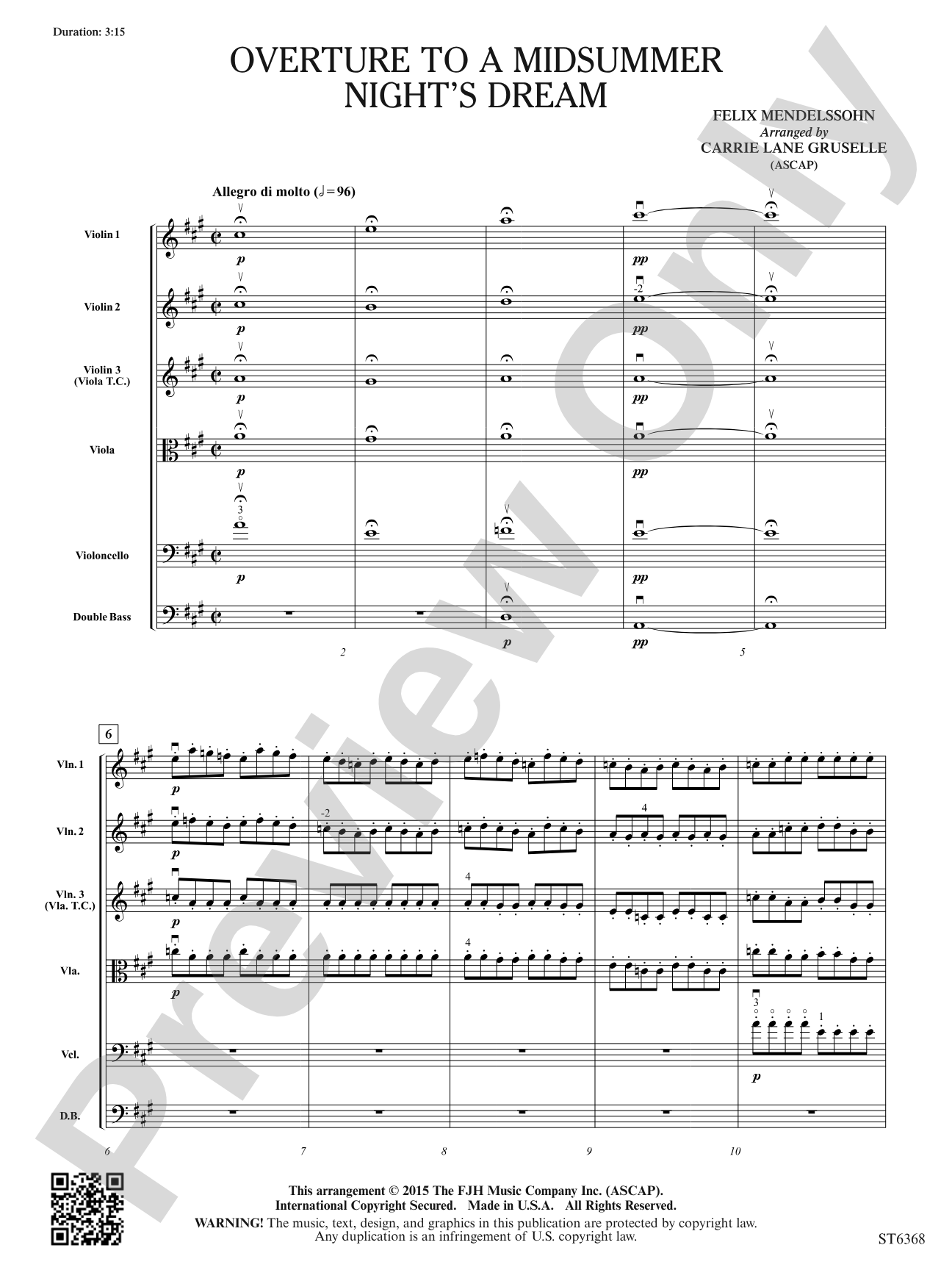 Overture to a Midsummer Night's Dream: String Orchestra Conductor Score & Parts