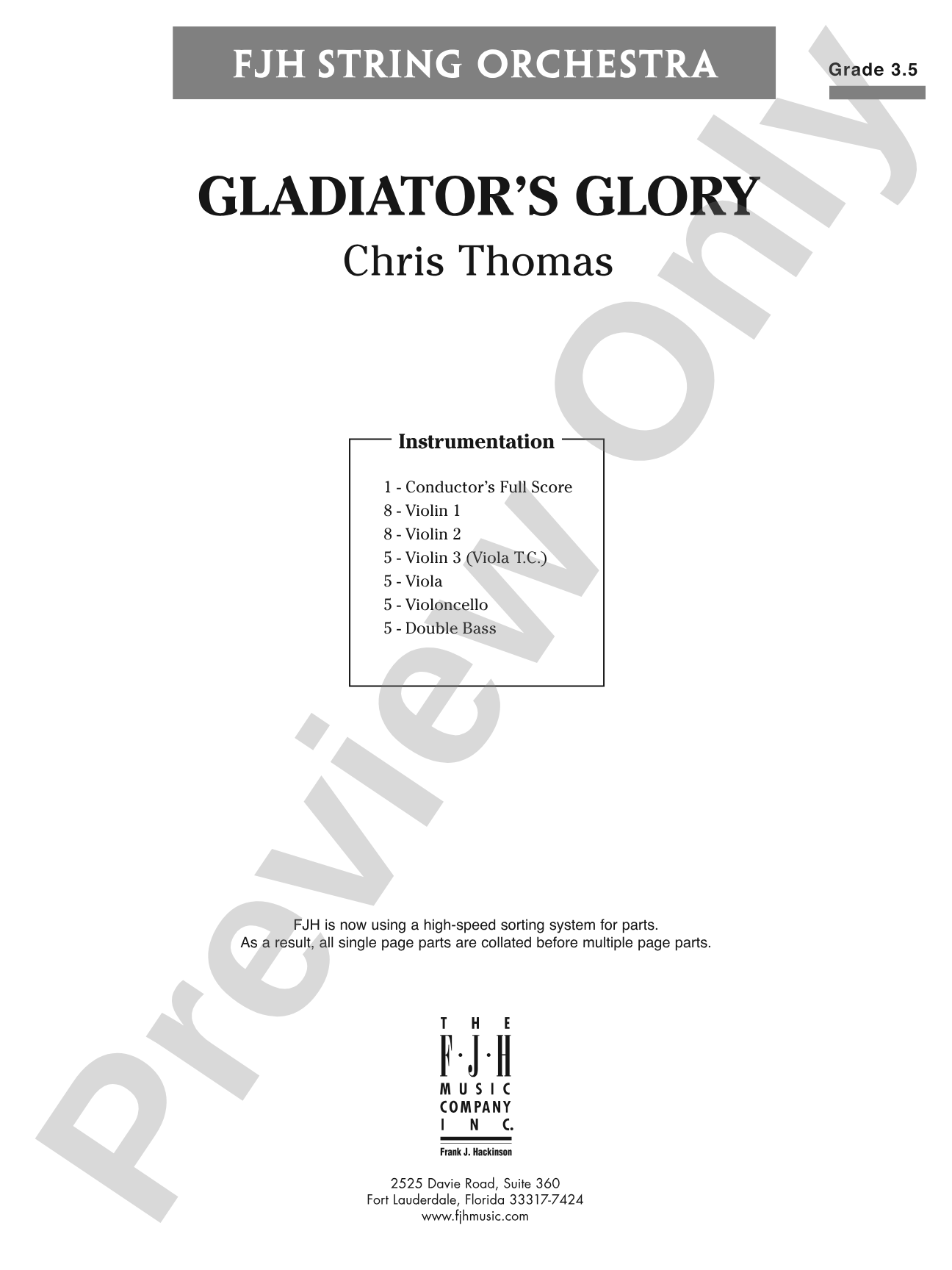 Gladiator's Glory: String Orchestra Conductor Score & Parts