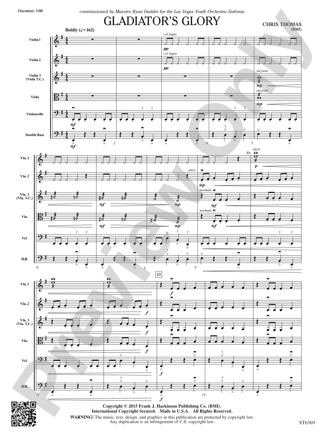 Gladiator's Glory: String Orchestra Conductor Score & Parts