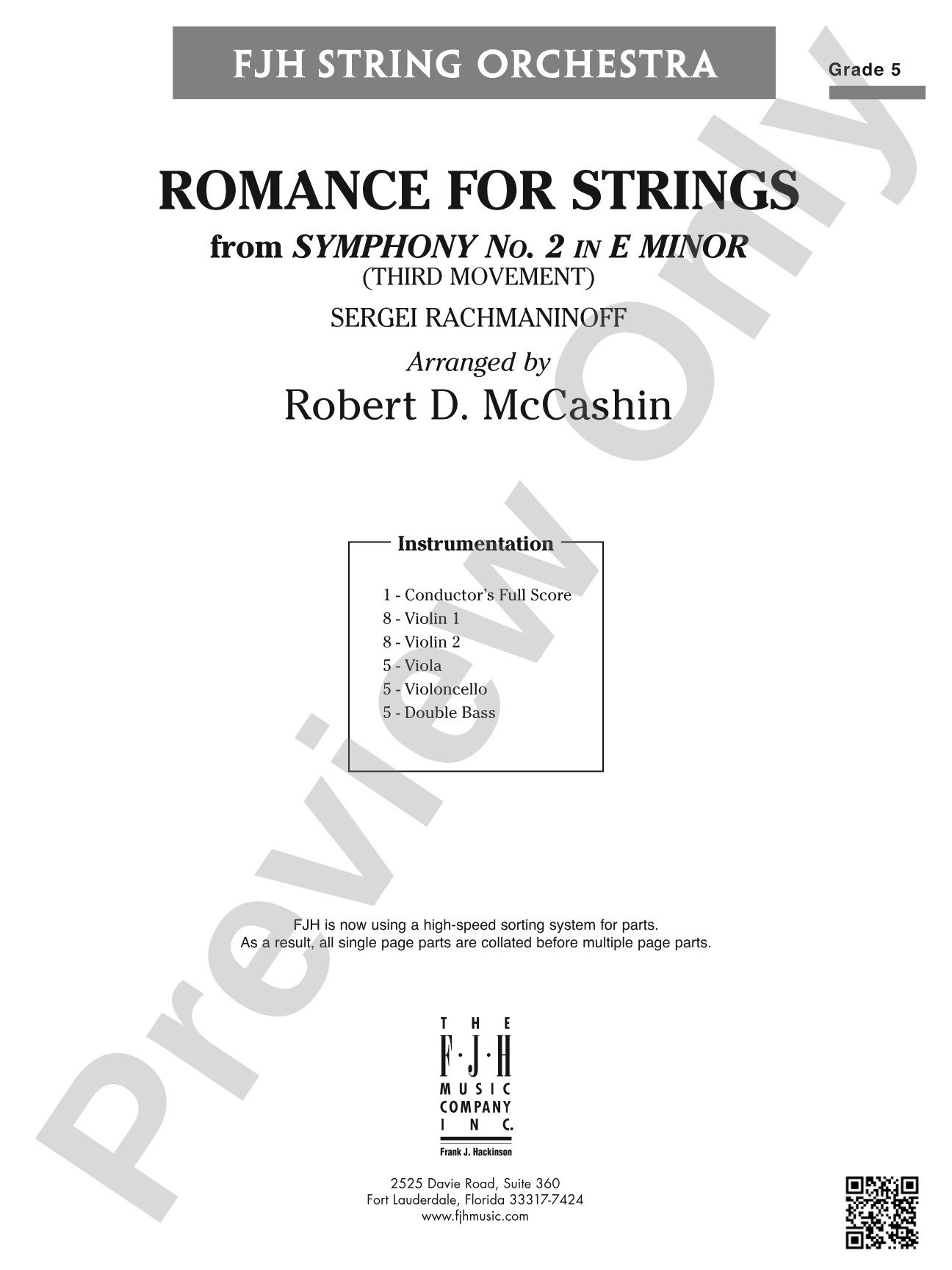 Romance for Strings: String Orchestra Conductor Score & Parts
