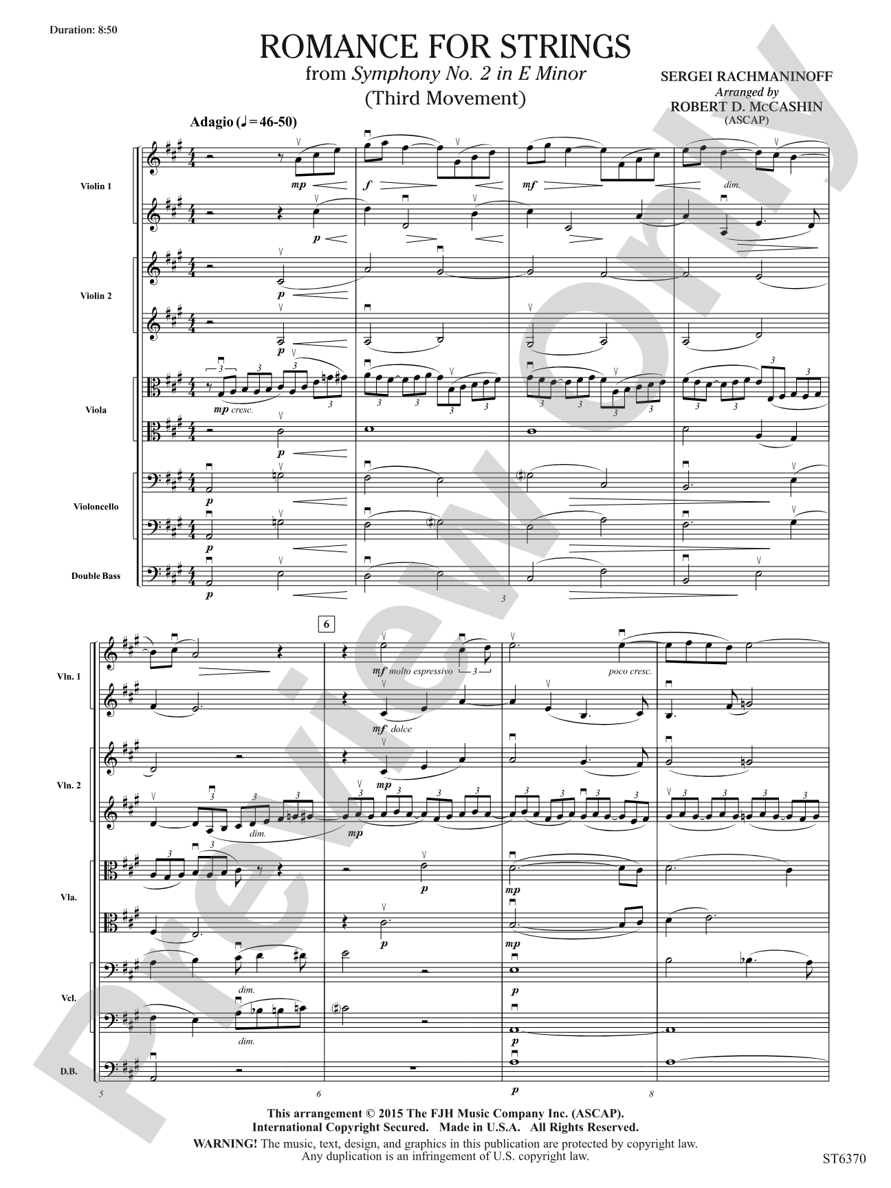 Romance for Strings: String Orchestra Conductor Score & Parts
