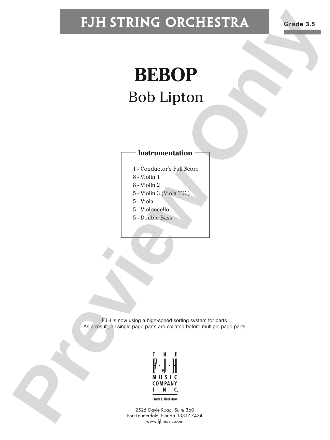 Bebop: String Orchestra Conductor Score & Parts