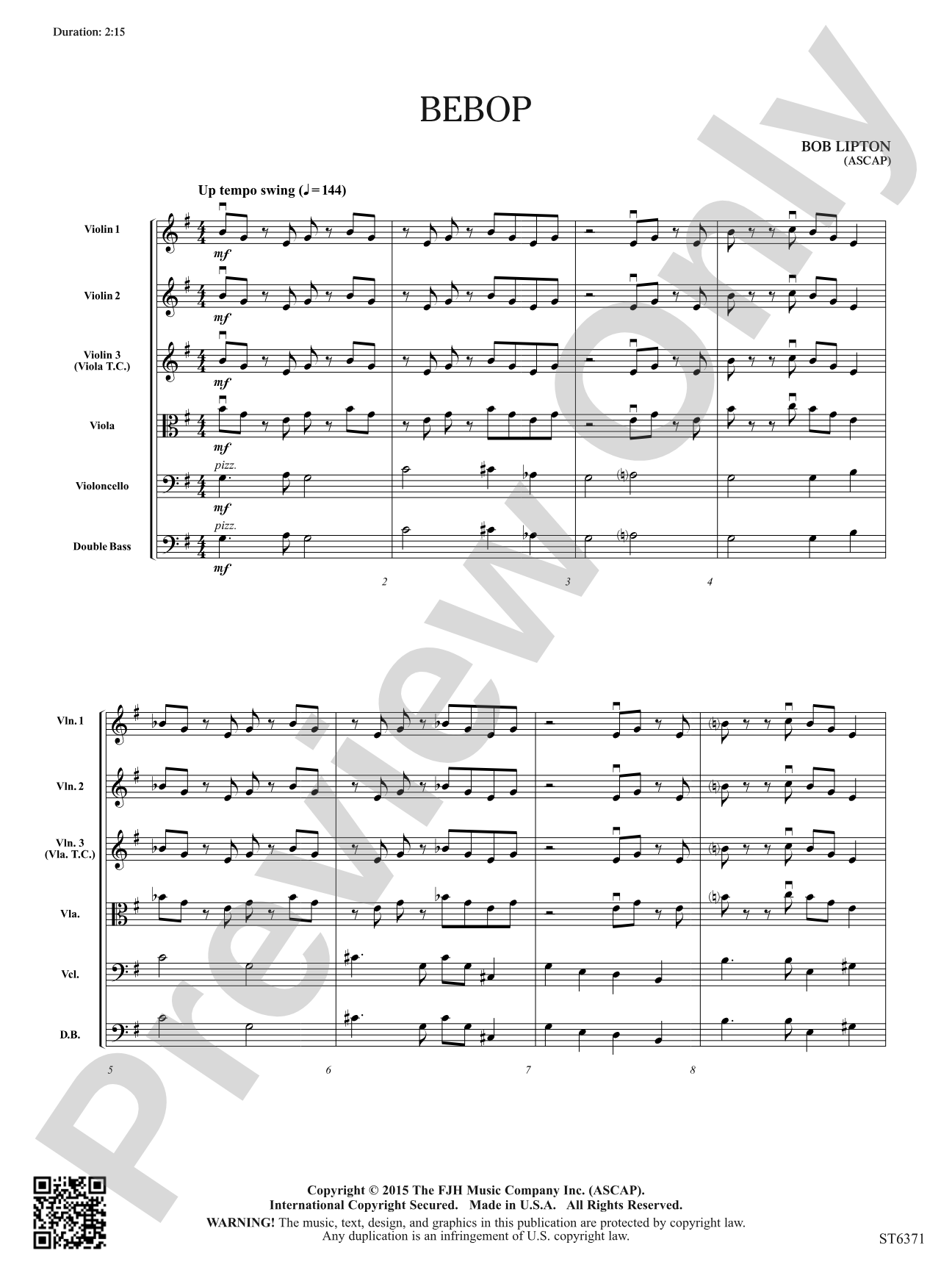 Bebop: String Orchestra Conductor Score & Parts