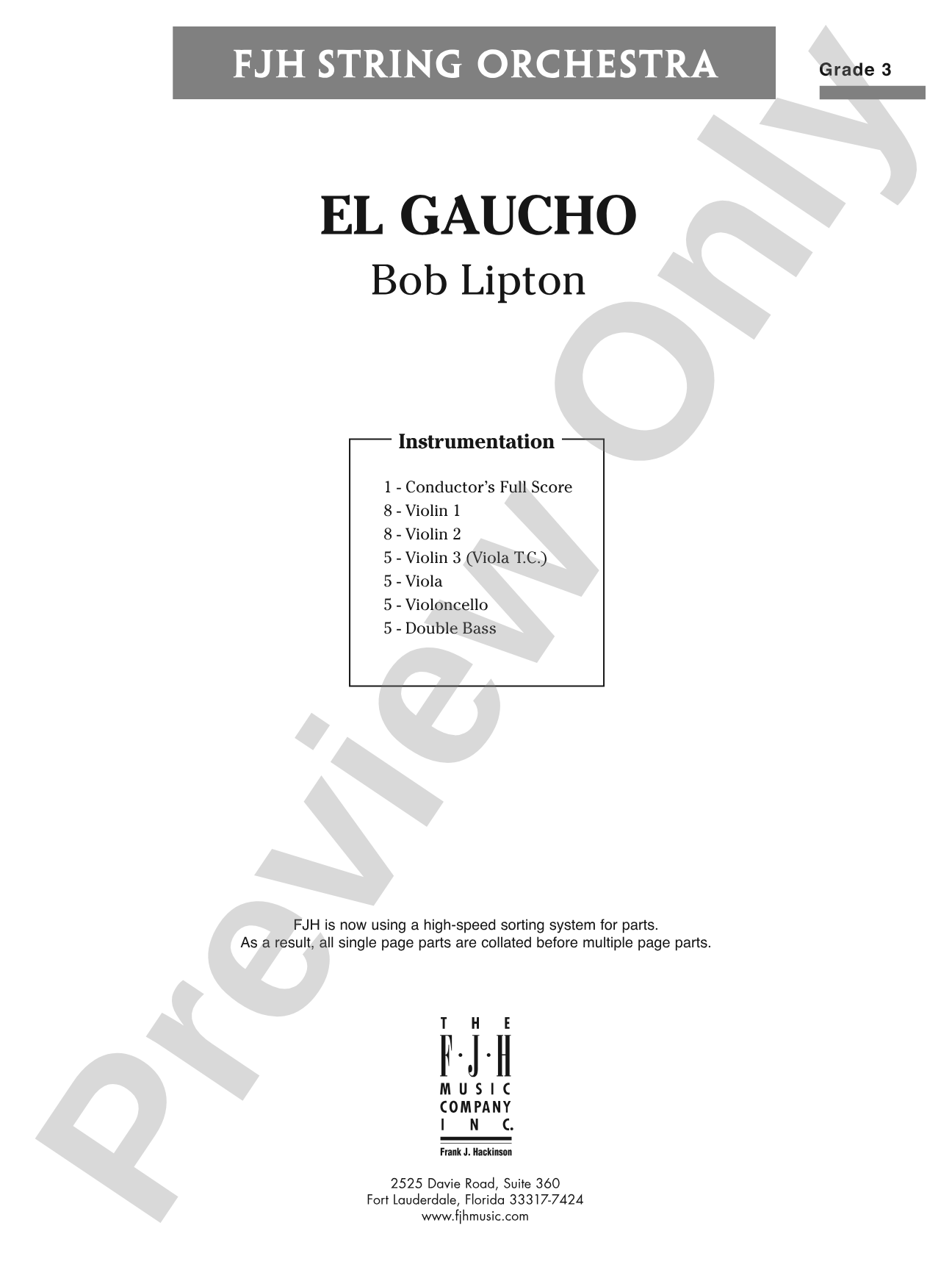 El Gaucho: String Orchestra Conductor Score & Parts