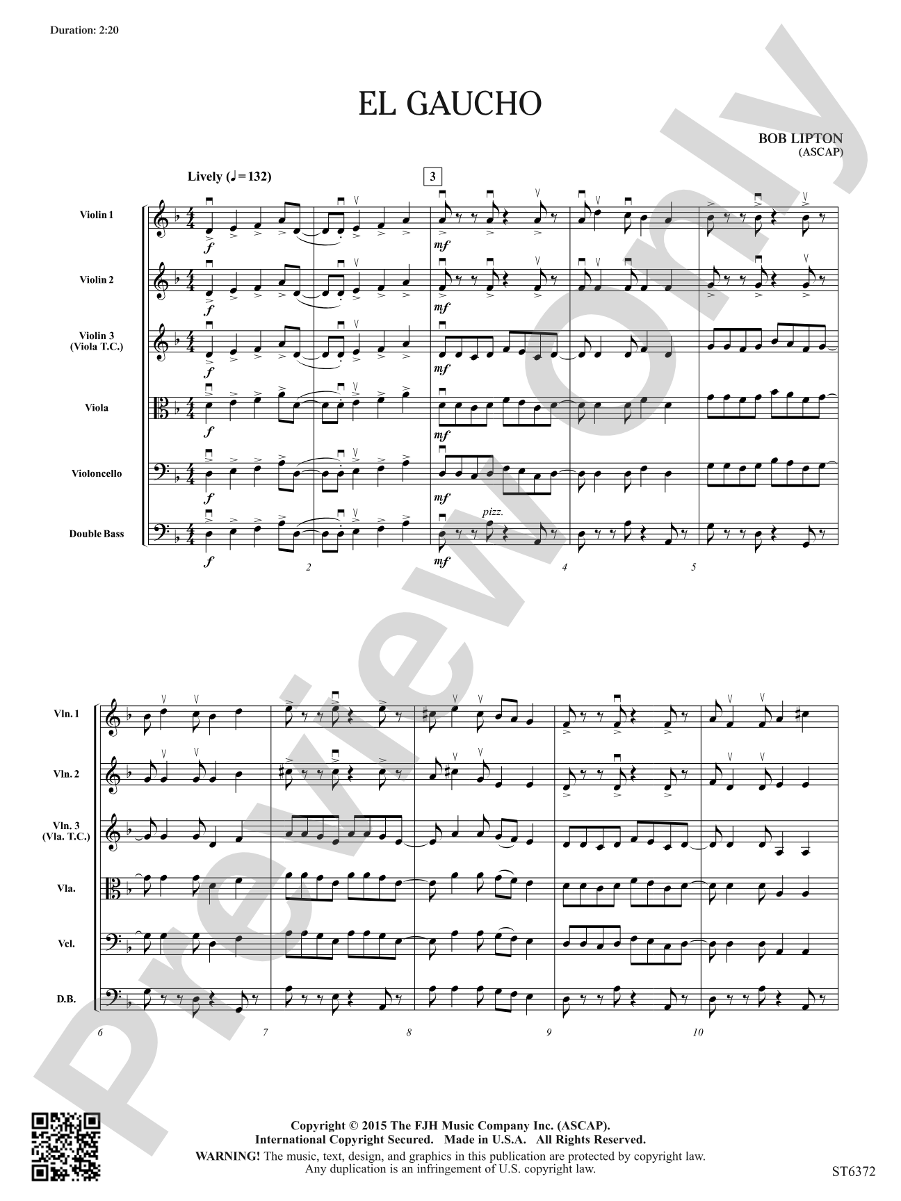 El Gaucho: String Orchestra Conductor Score & Parts