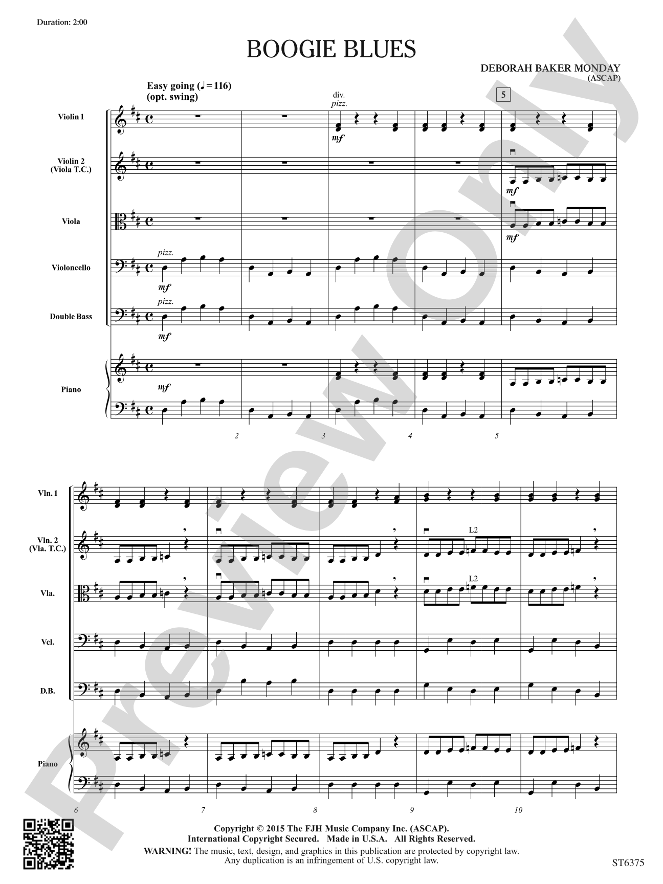 Boogie Blues: String Orchestra Conductor Score & Parts