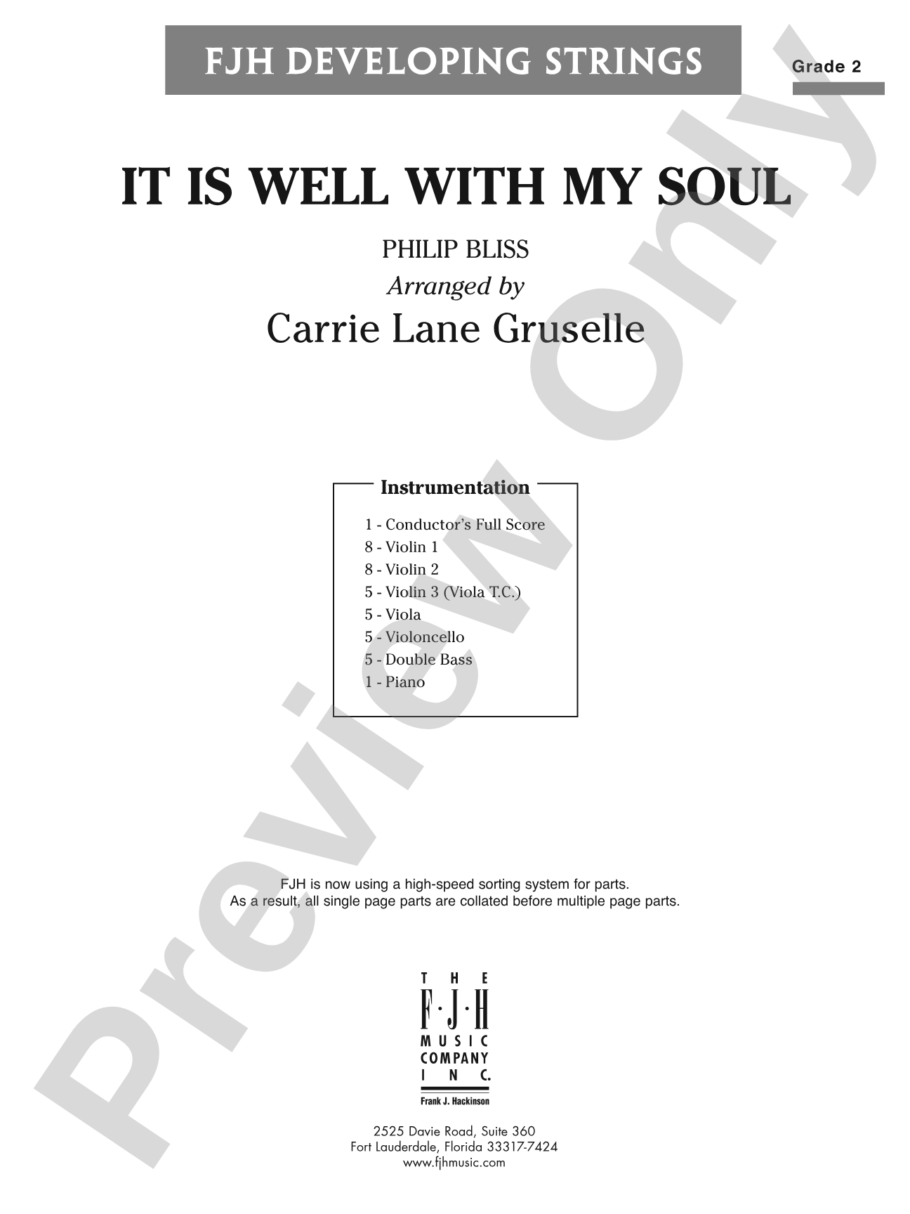 It Is Well with My Soul: String Orchestra Conductor Score & Parts