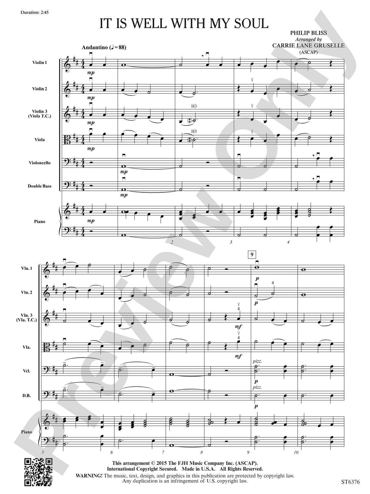 It Is Well with My Soul: String Orchestra Conductor Score & Parts