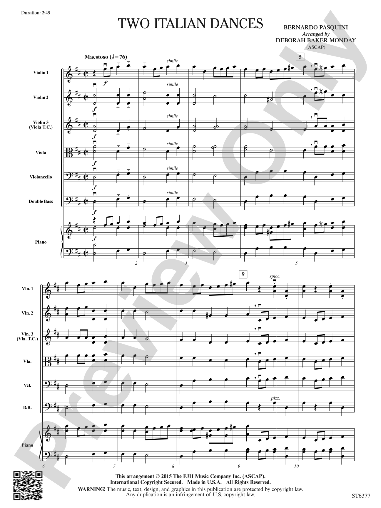 Two Italian Dances: String Orchestra Conductor Score & Parts