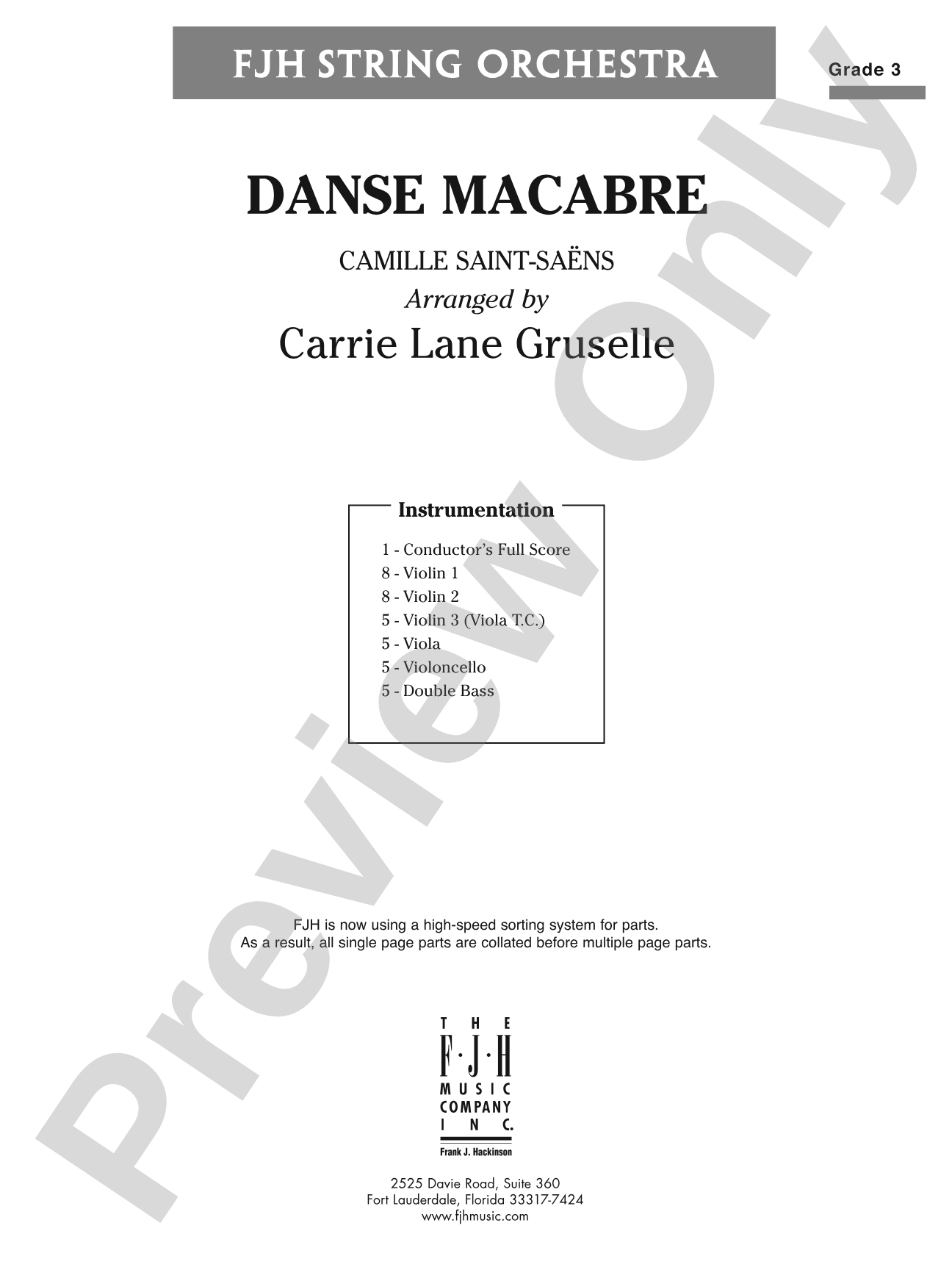 Danse Macabre: String Orchestra Conductor Score & Parts