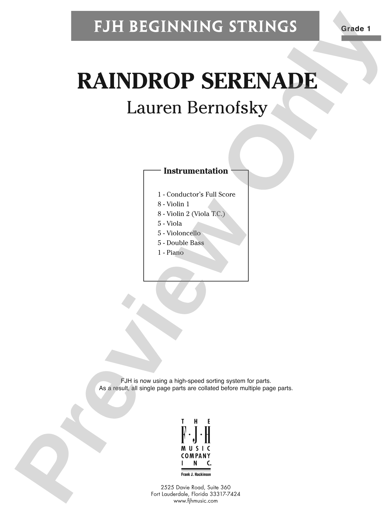 Raindrop Serenade: String Orchestra Conductor Score & Parts