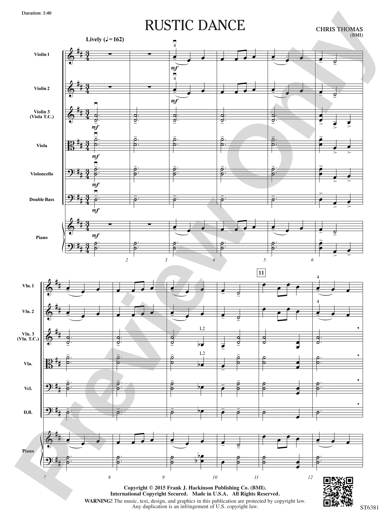 Rustic Dance: String Orchestra Conductor Score & Parts