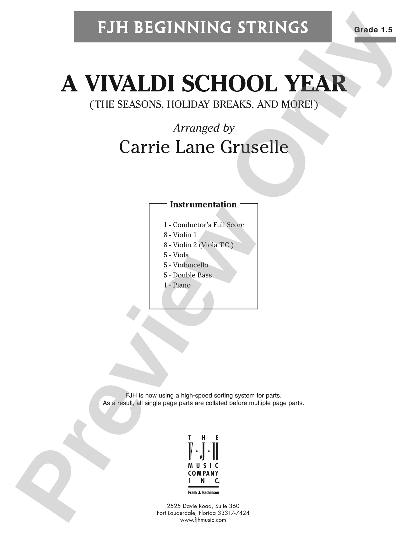 A Vivaldi School Year: String Orchestra Conductor Score & Parts