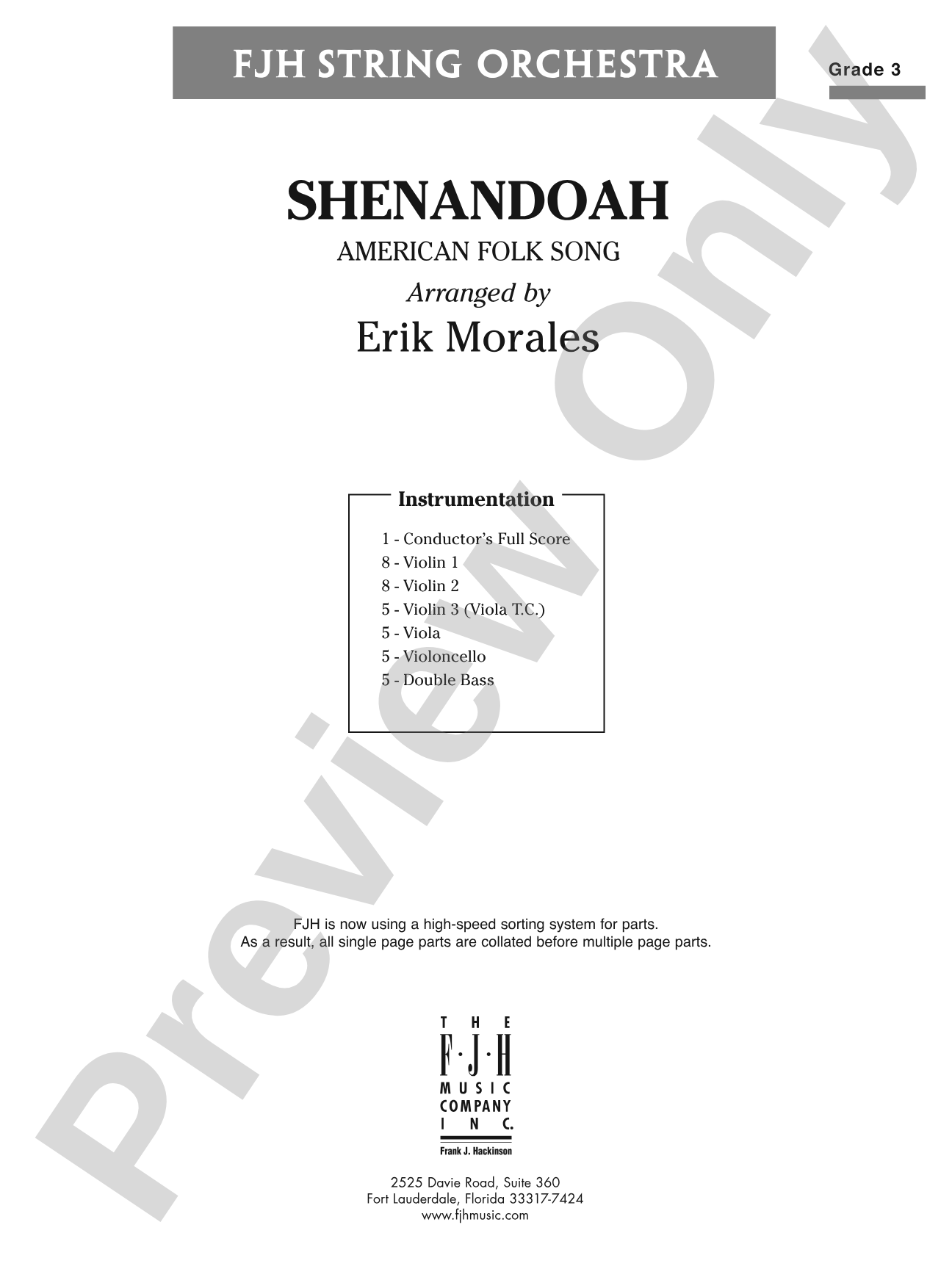 Shenandoah: String Orchestra Conductor Score & Parts