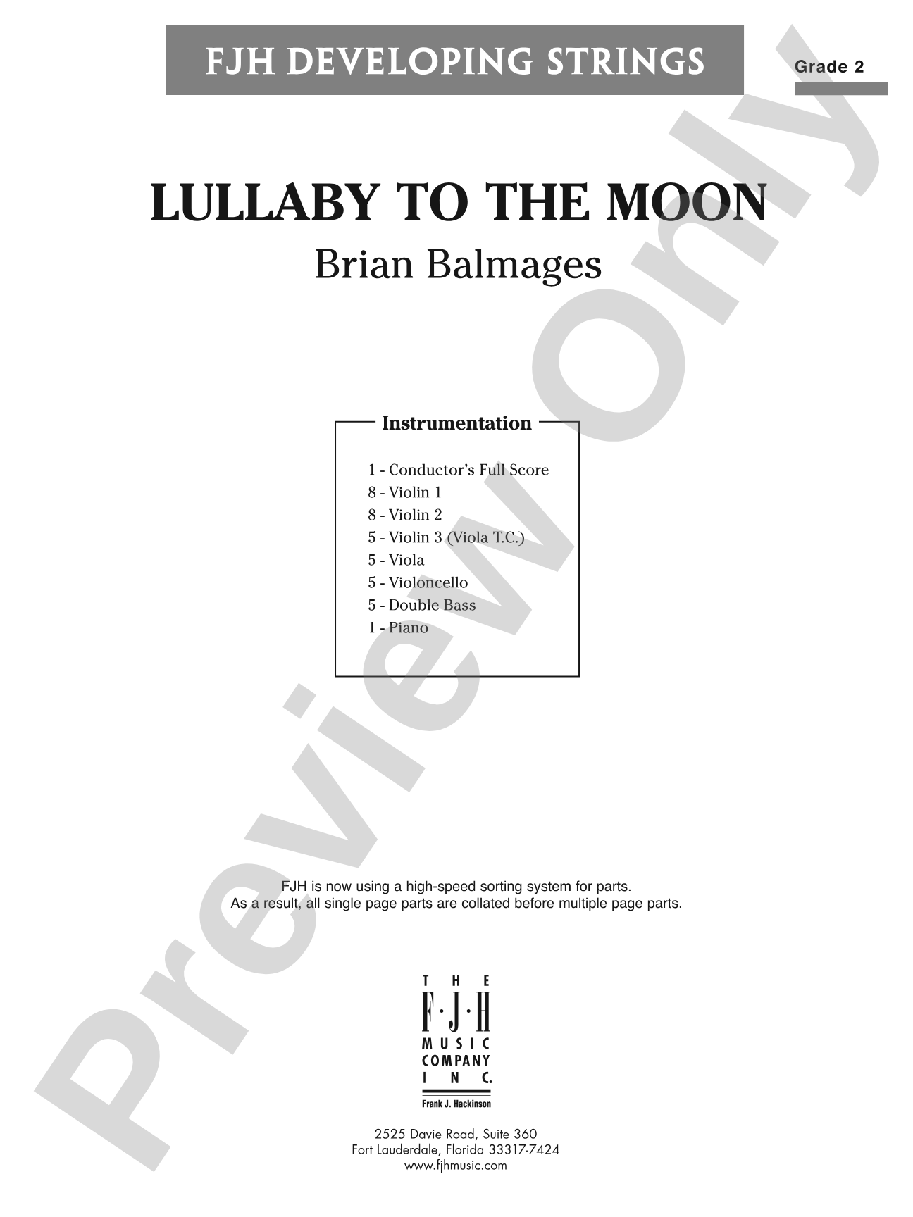 Lullaby to the Moon: String Orchestra Conductor Score & Parts