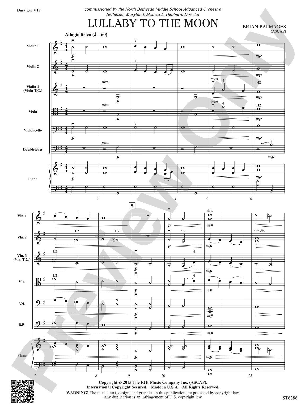 Lullaby to the Moon: String Orchestra Conductor Score & Parts