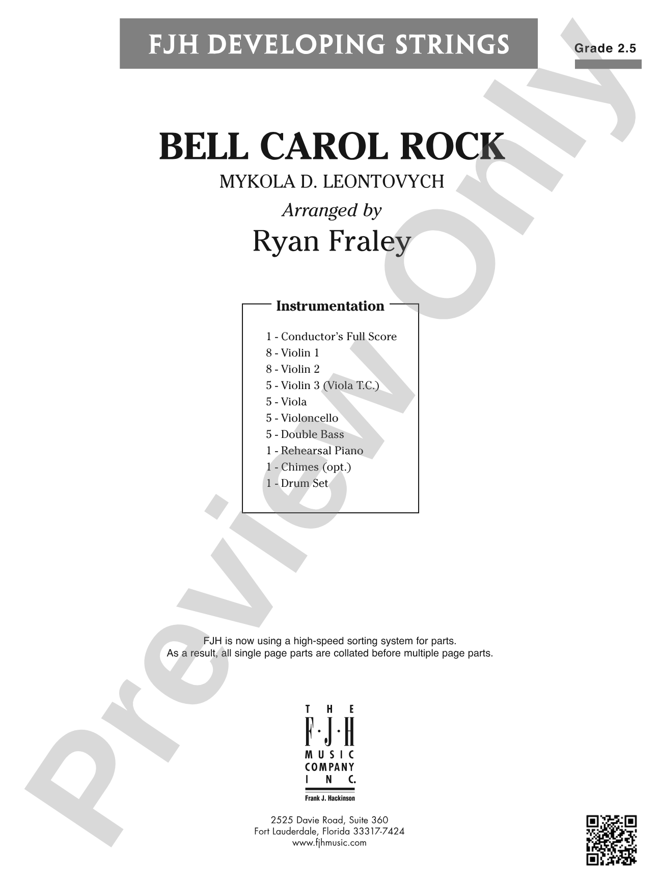 Bell Carol Rock: String Orchestra Conductor Score & Parts