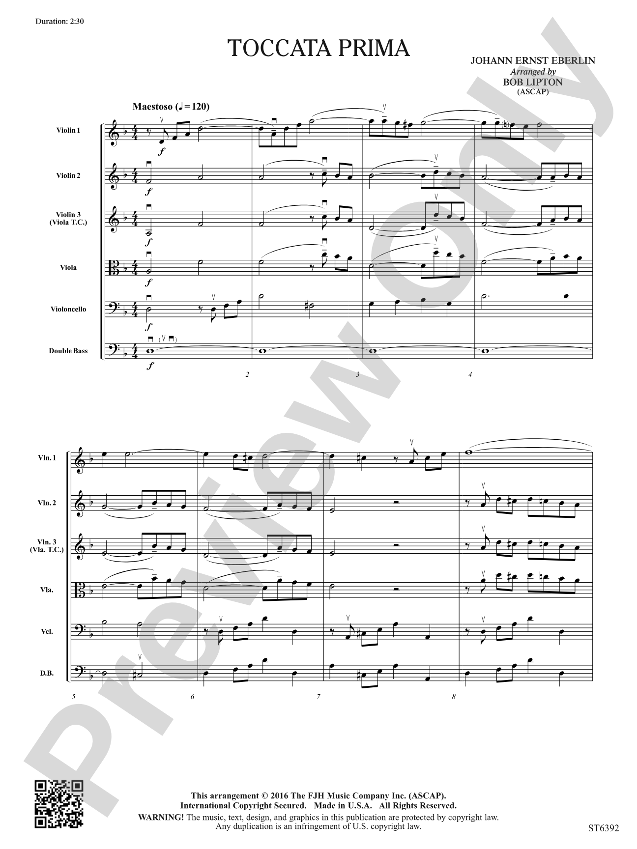Toccata Prima: String Orchestra Conductor Score & Parts