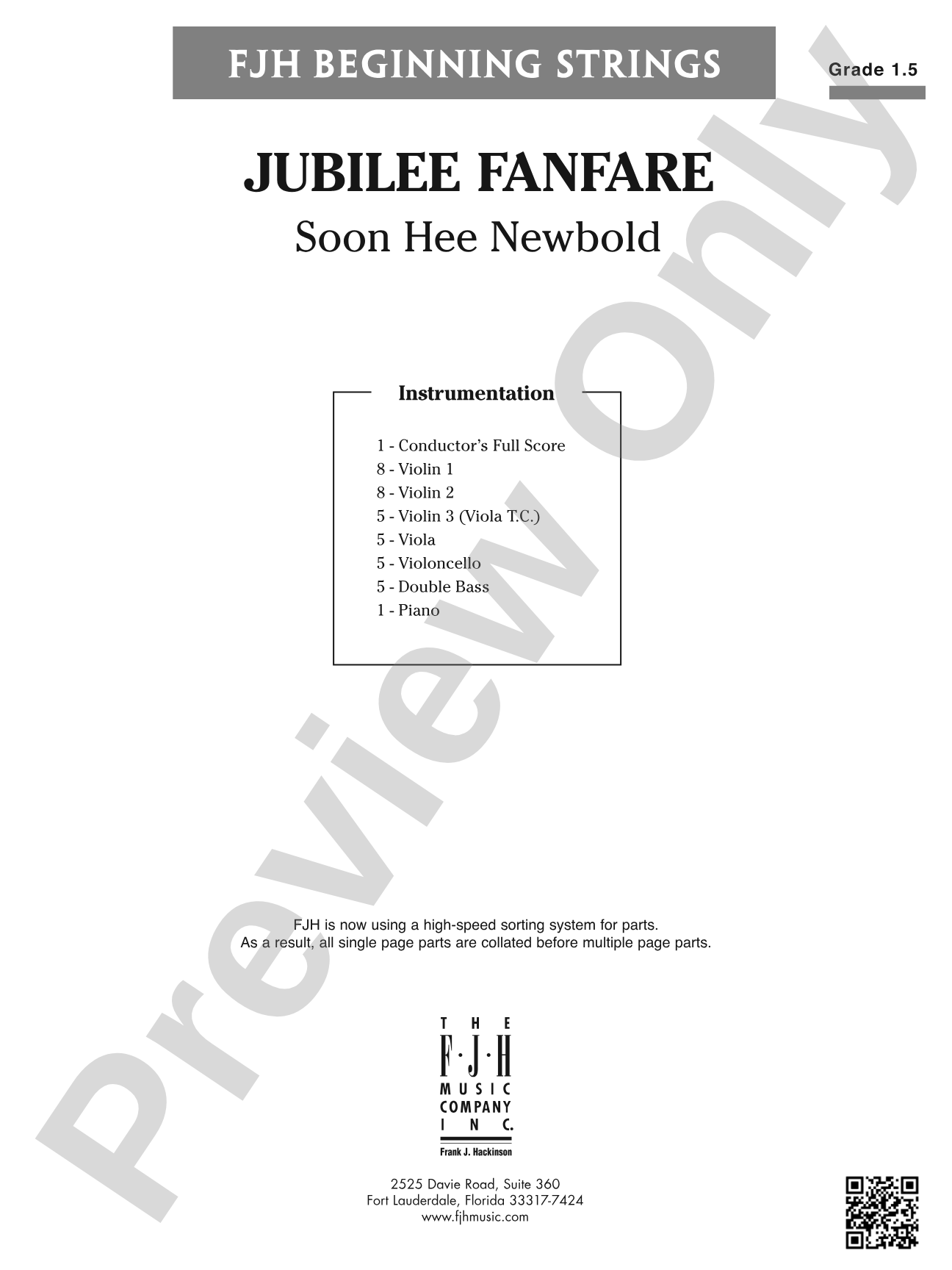 Jubilee Fanfare: String Orchestra Conductor Score & Parts