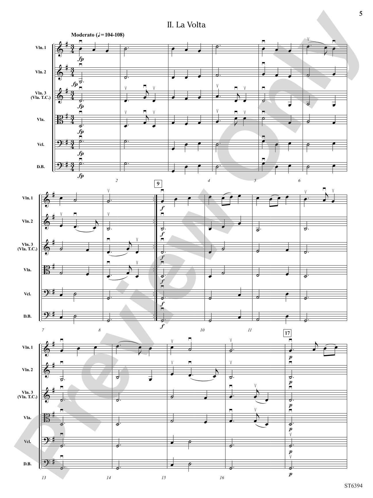 Pavane and La Volta: String Orchestra Conductor Score & Parts