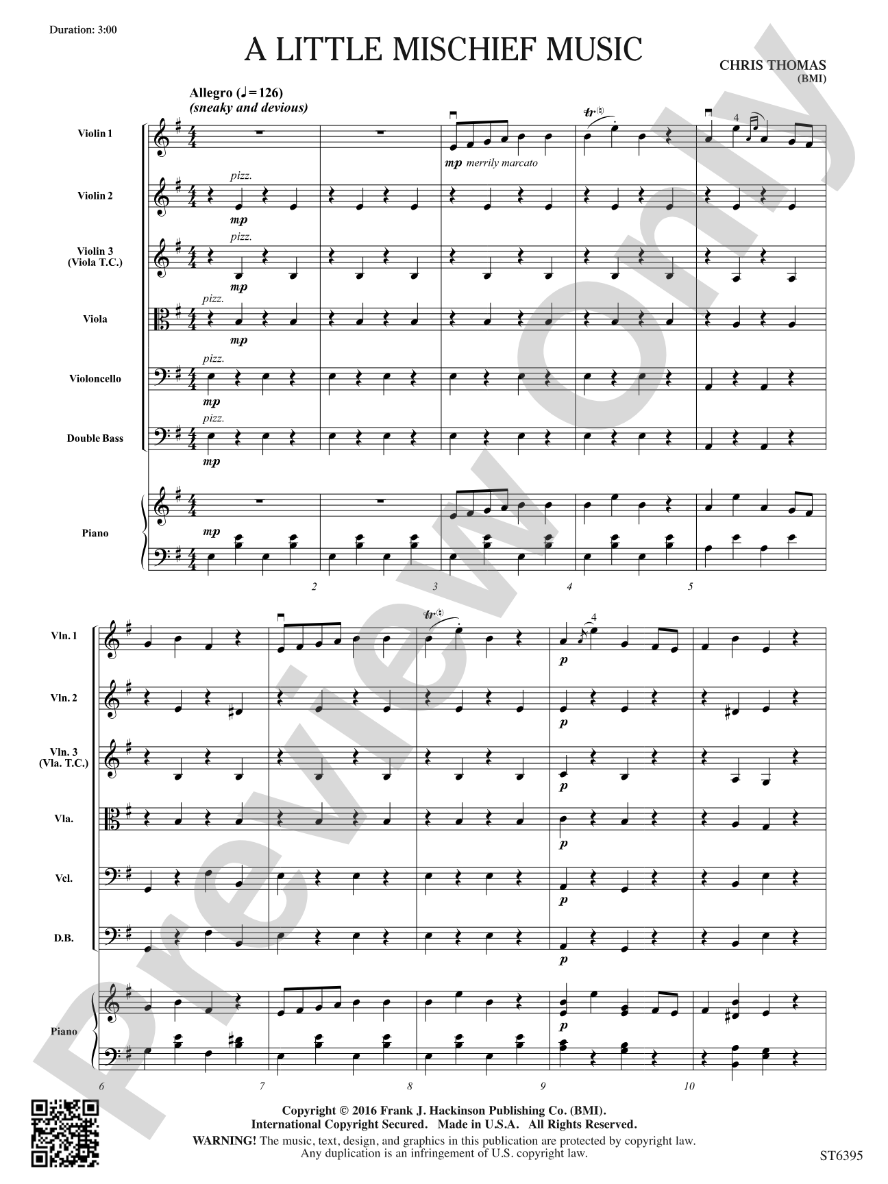 A Little Mischief Music: String Orchestra Conductor Score & Parts