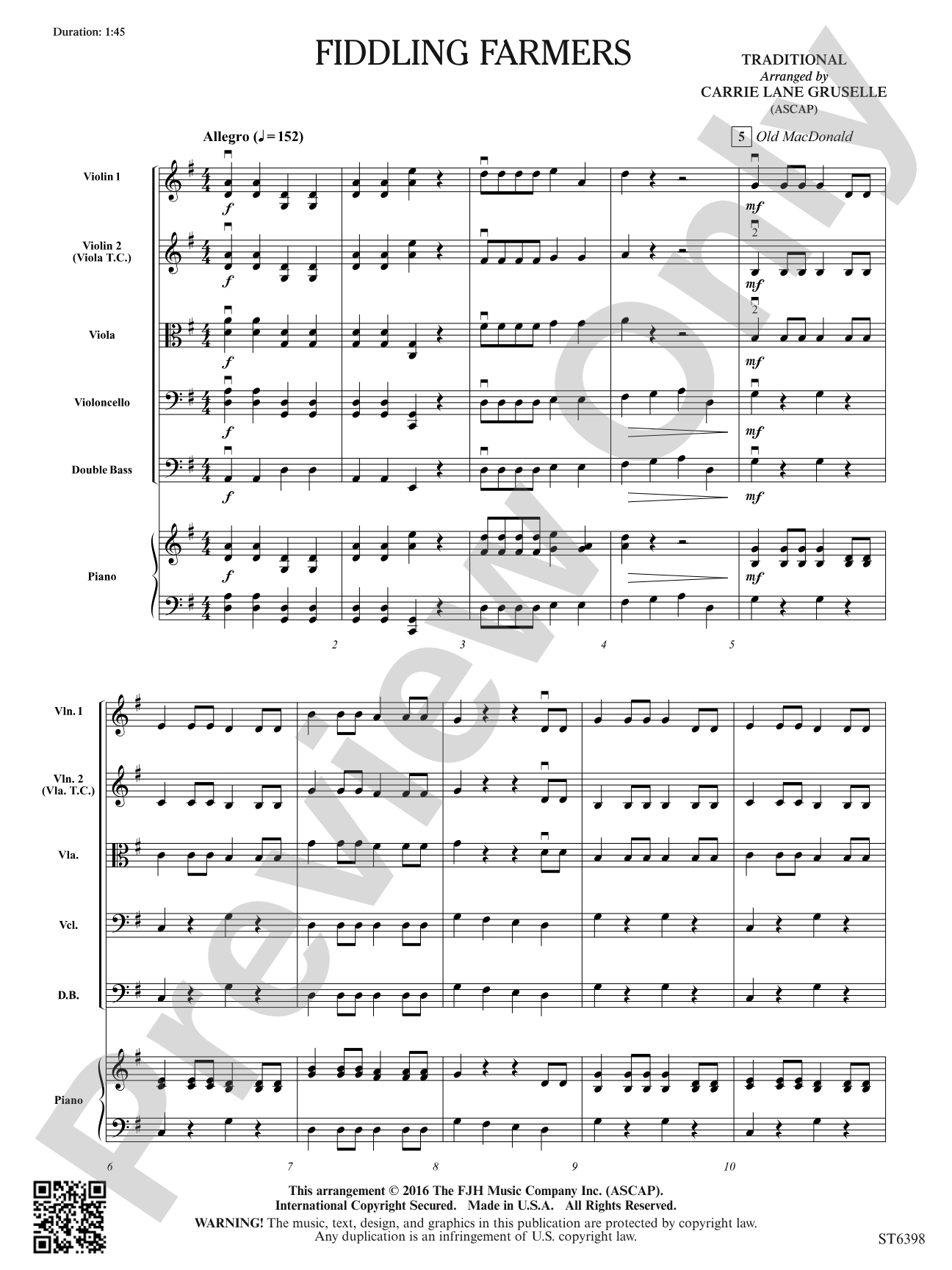 Fiddling Farmers: String Orchestra Conductor Score & Parts