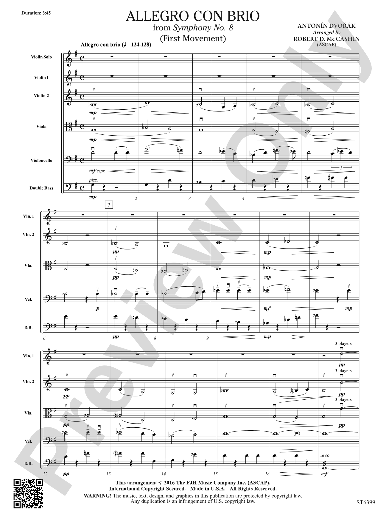 Allegro Con Brio from Symphony No. 8 (First Movement): String Orchestra Conductor Score & Parts