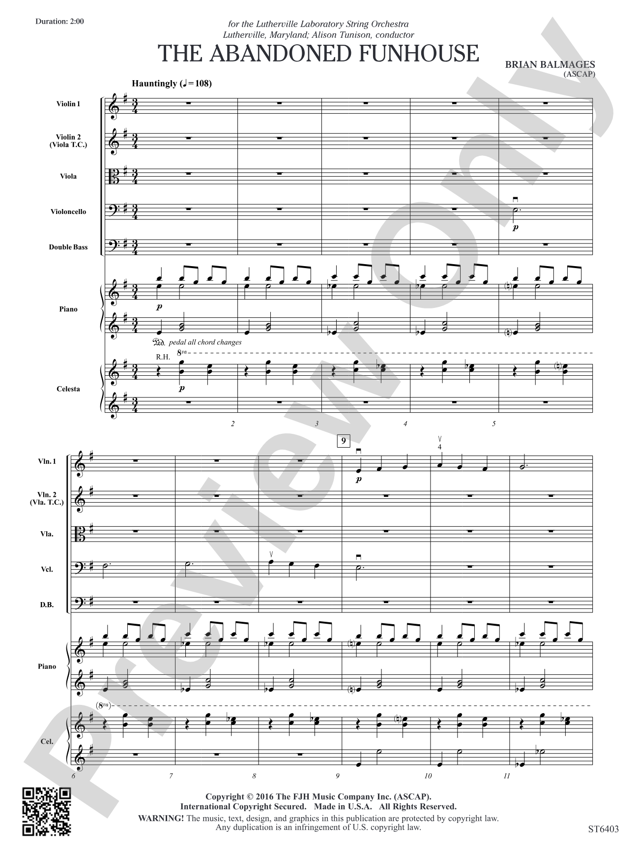 The Abandoned Funhouse: String Orchestra Conductor Score & Parts