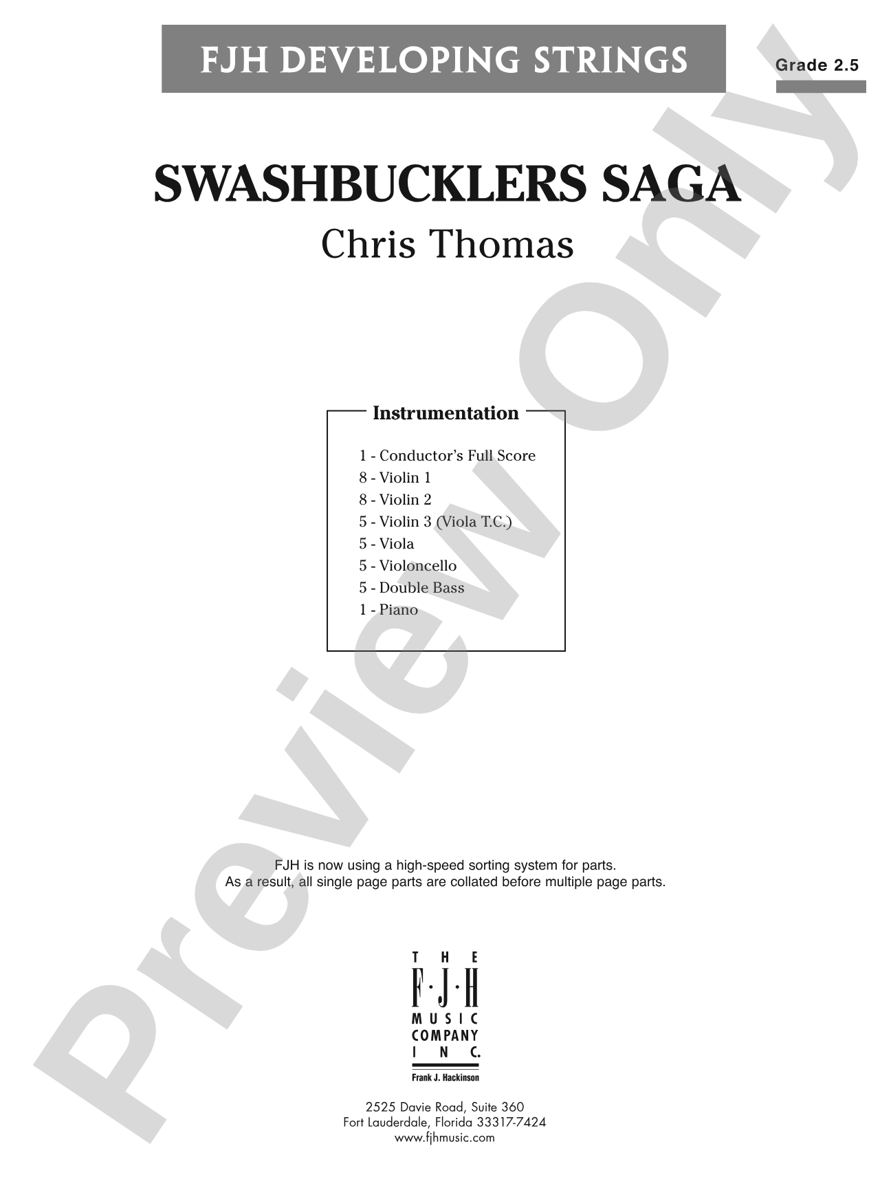 Swashbucklers Saga: String Orchestra Conductor Score & Parts