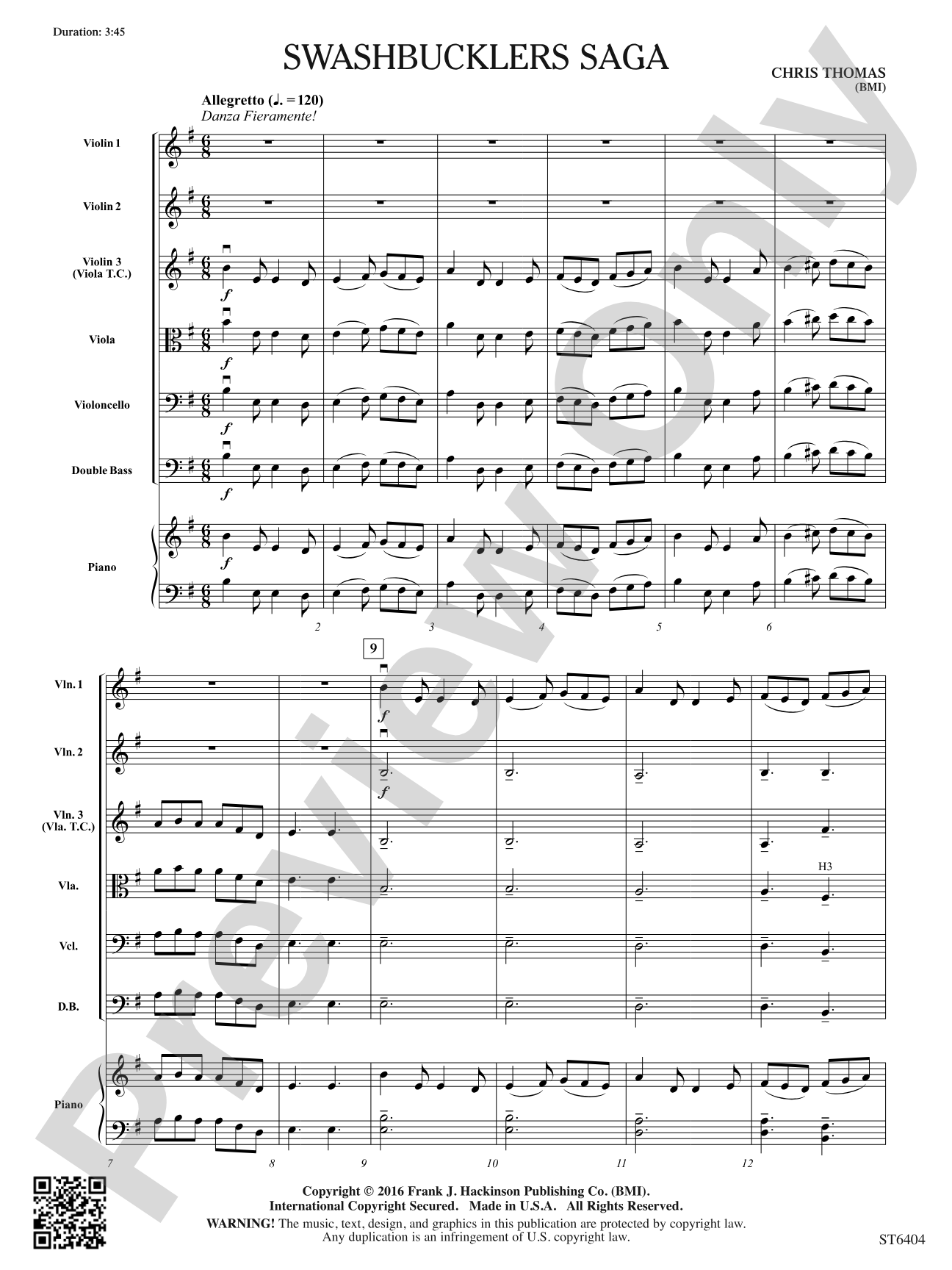 Swashbucklers Saga: String Orchestra Conductor Score & Parts