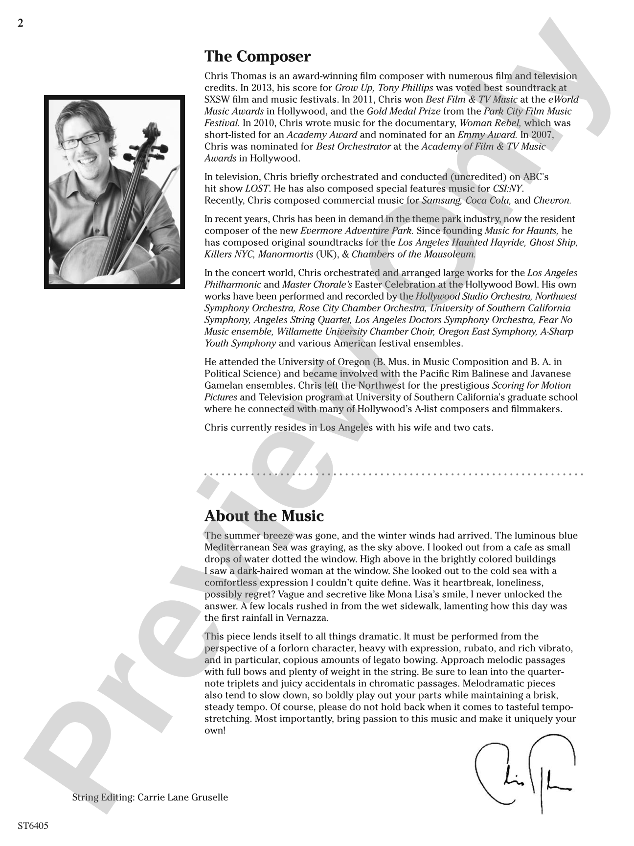 Rainfall in Vernazza: String Orchestra Conductor Score & Parts