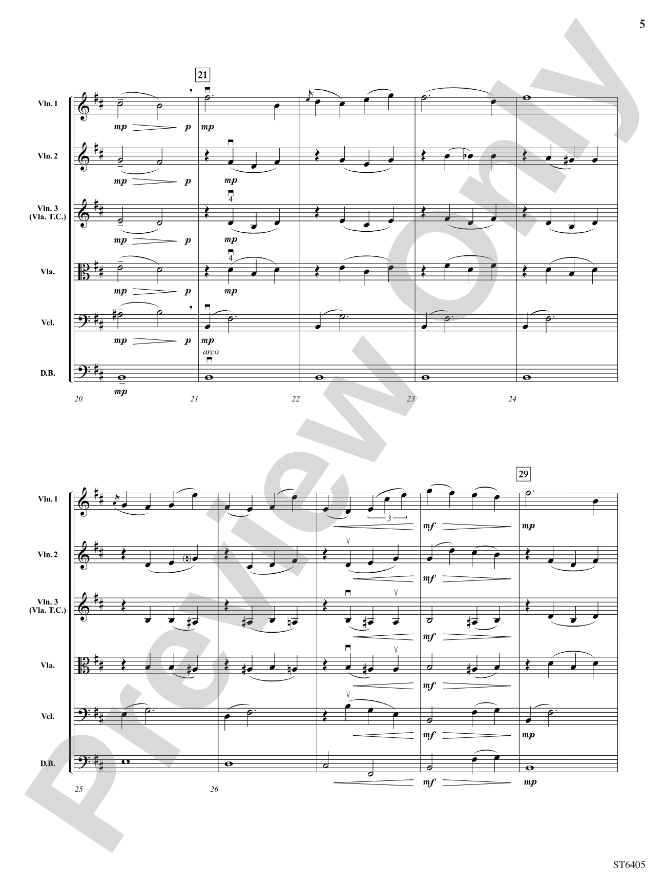 Rainfall in Vernazza: String Orchestra Conductor Score & Parts