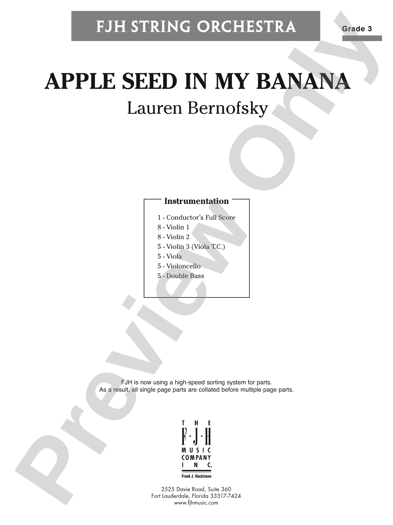 Apple Seed in My Banana: String Orchestra Conductor Score & Parts