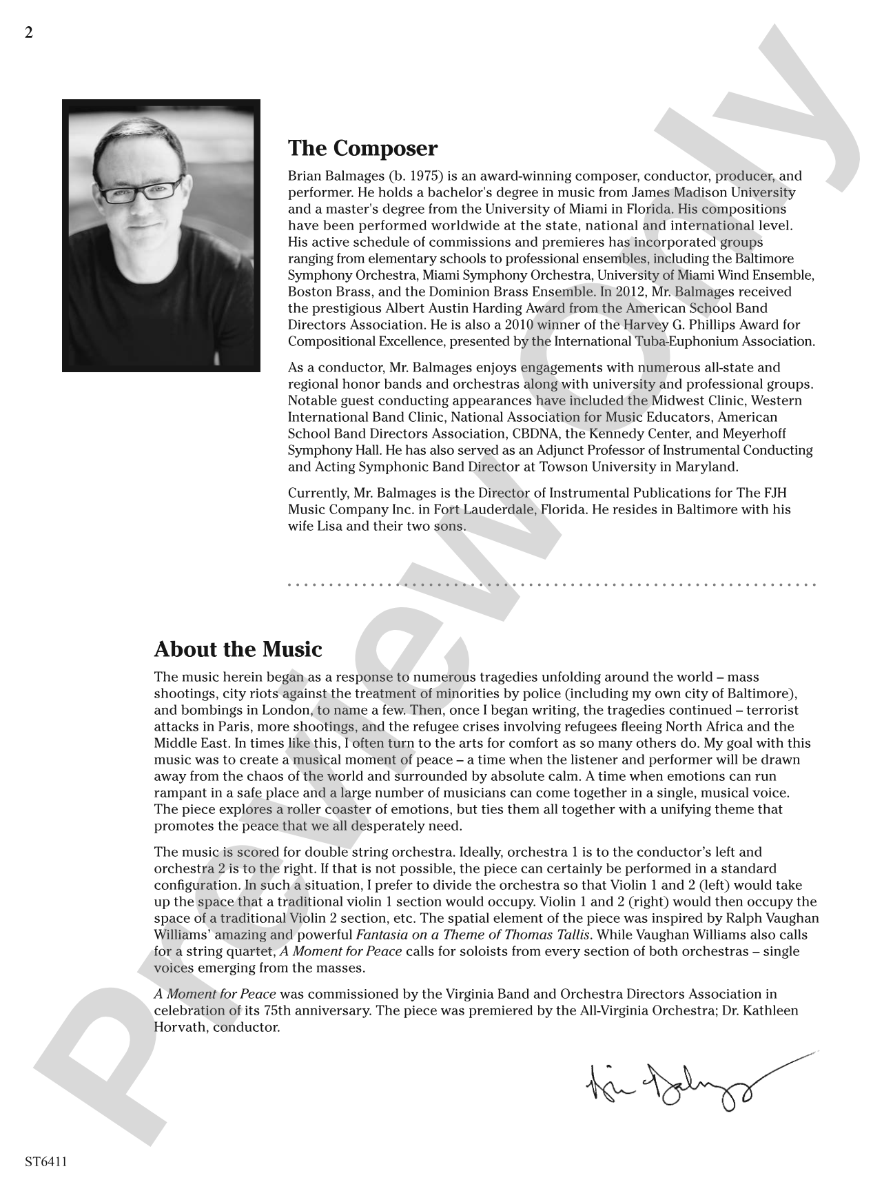 A Moment for Peace: String Orchestra Conductor Score & Parts