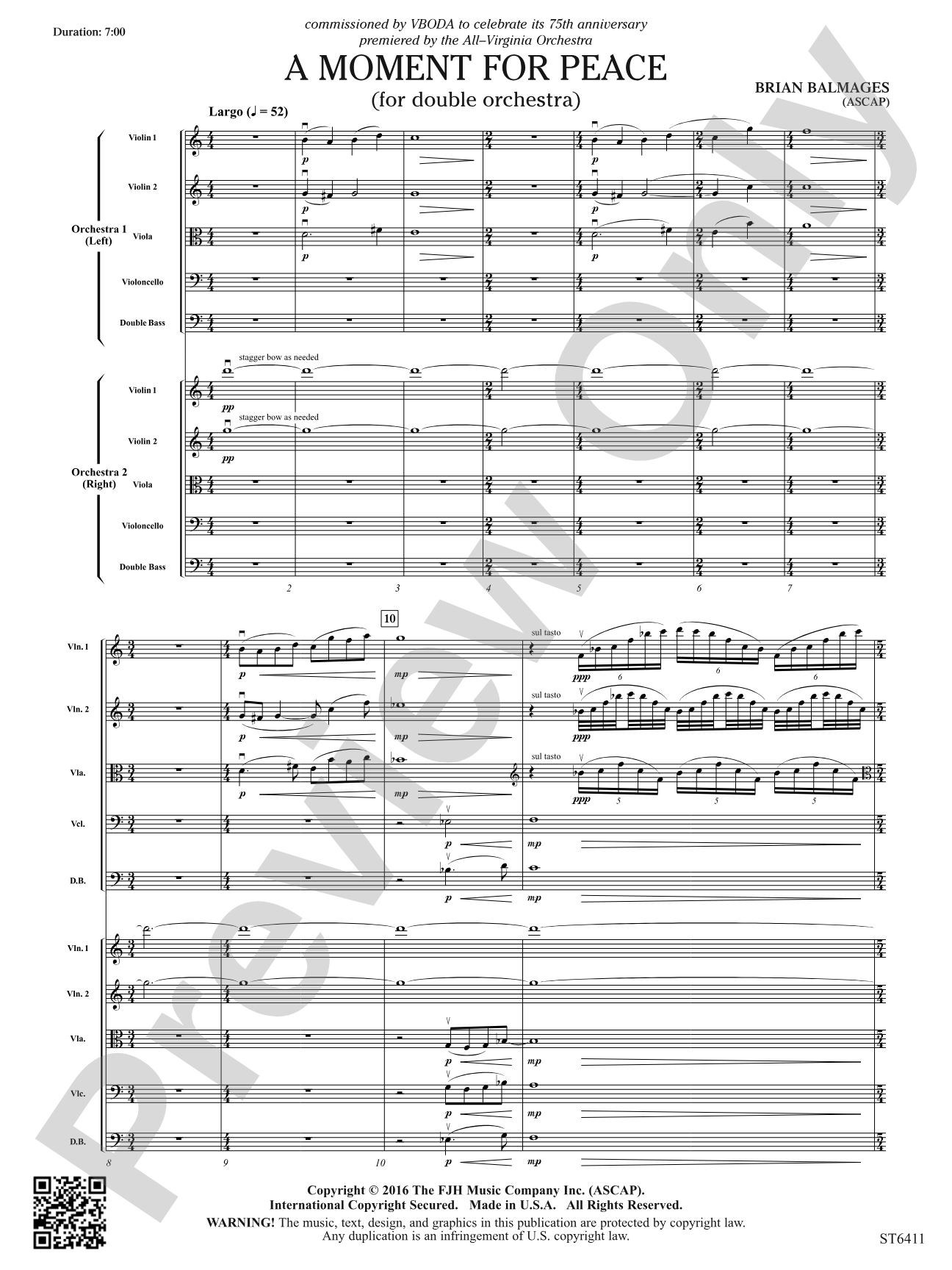 A Moment for Peace: String Orchestra Conductor Score & Parts