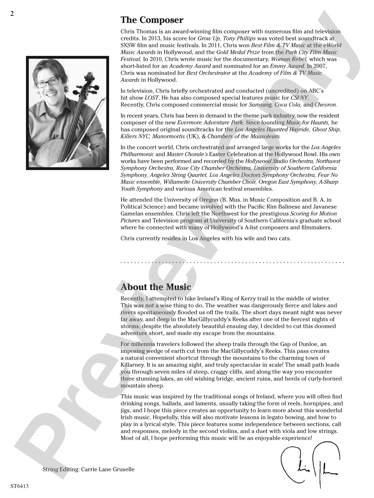 Gap of Dunloe: String Orchestra Conductor Score & Parts