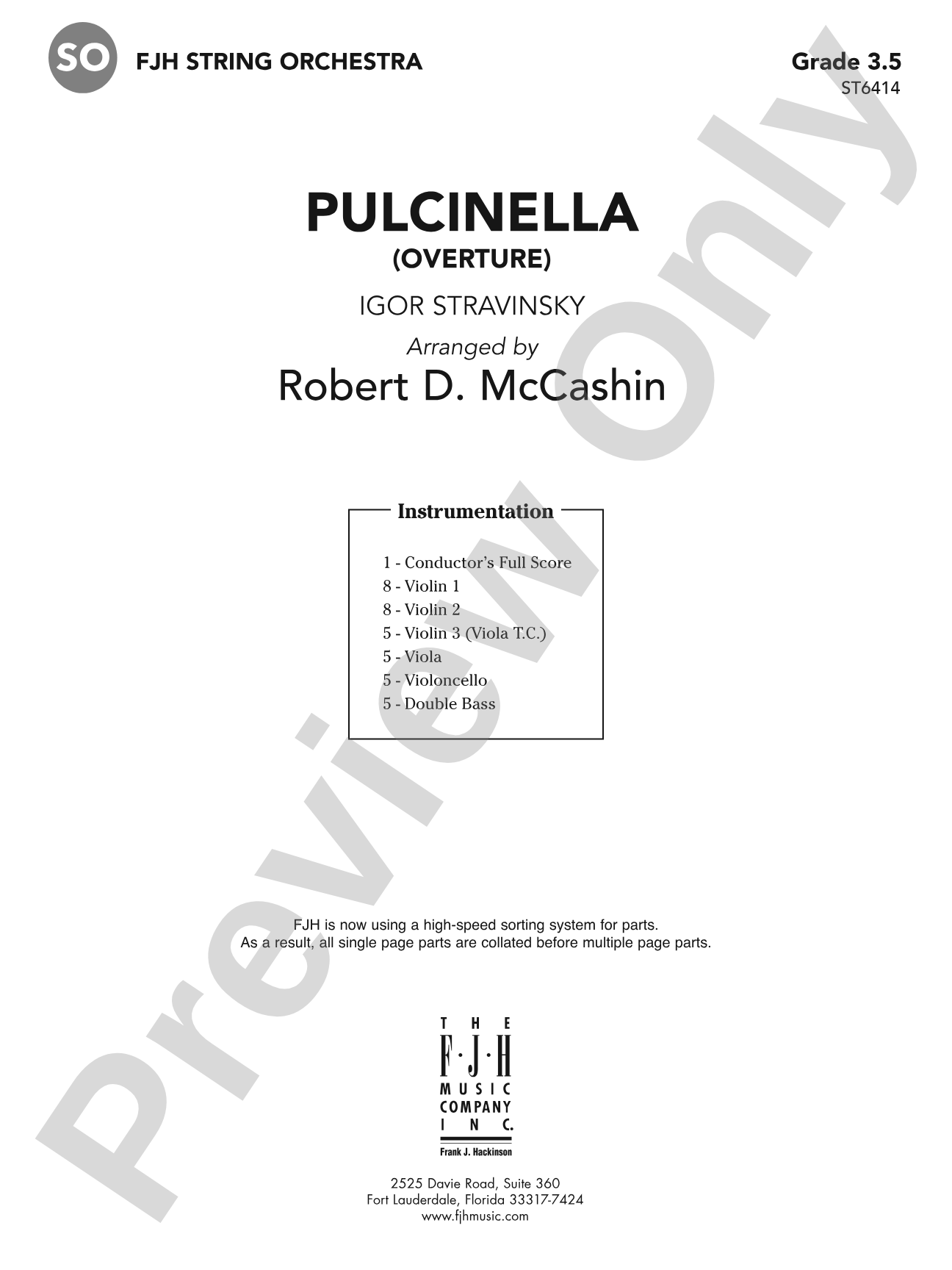 Puicinella: String Orchestra Conductor Score & Parts