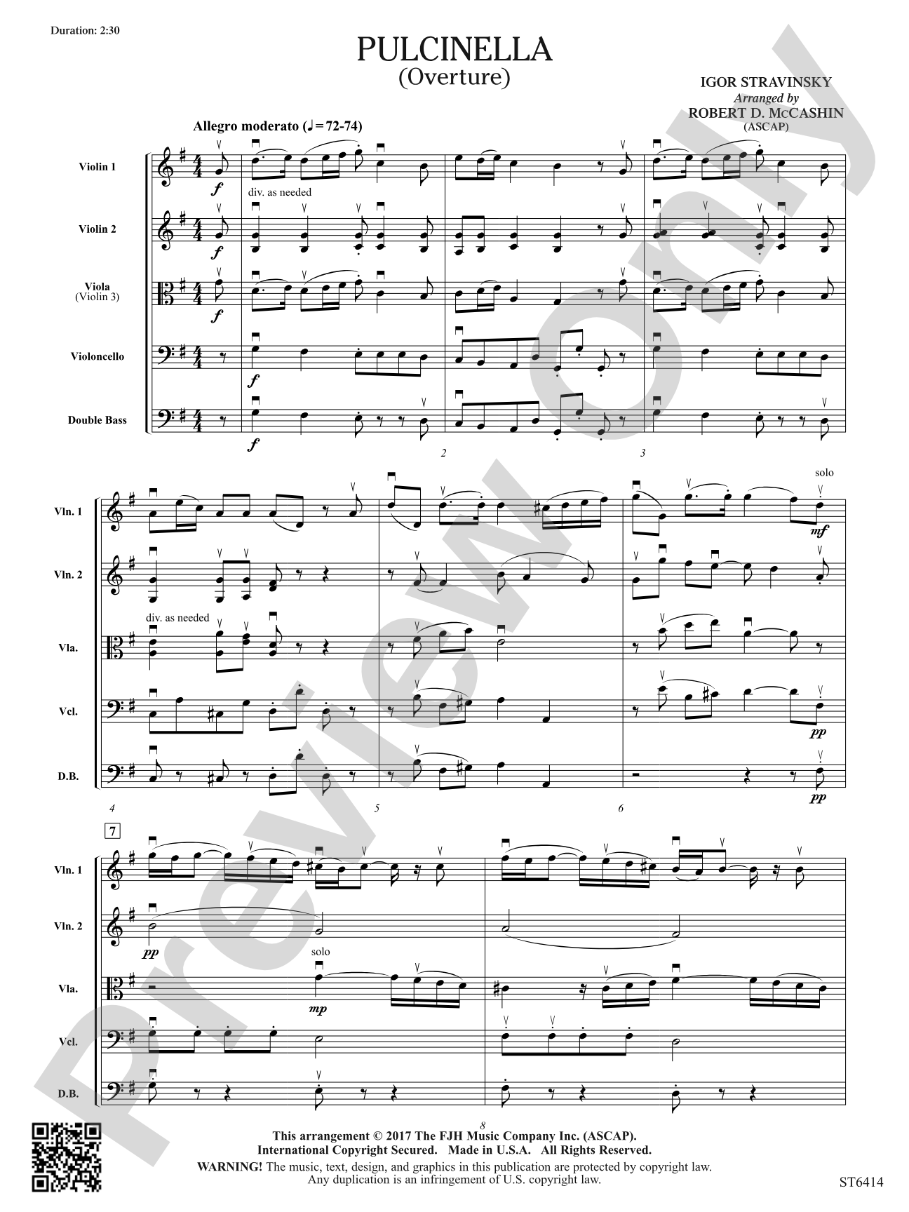 Puicinella: String Orchestra Conductor Score & Parts